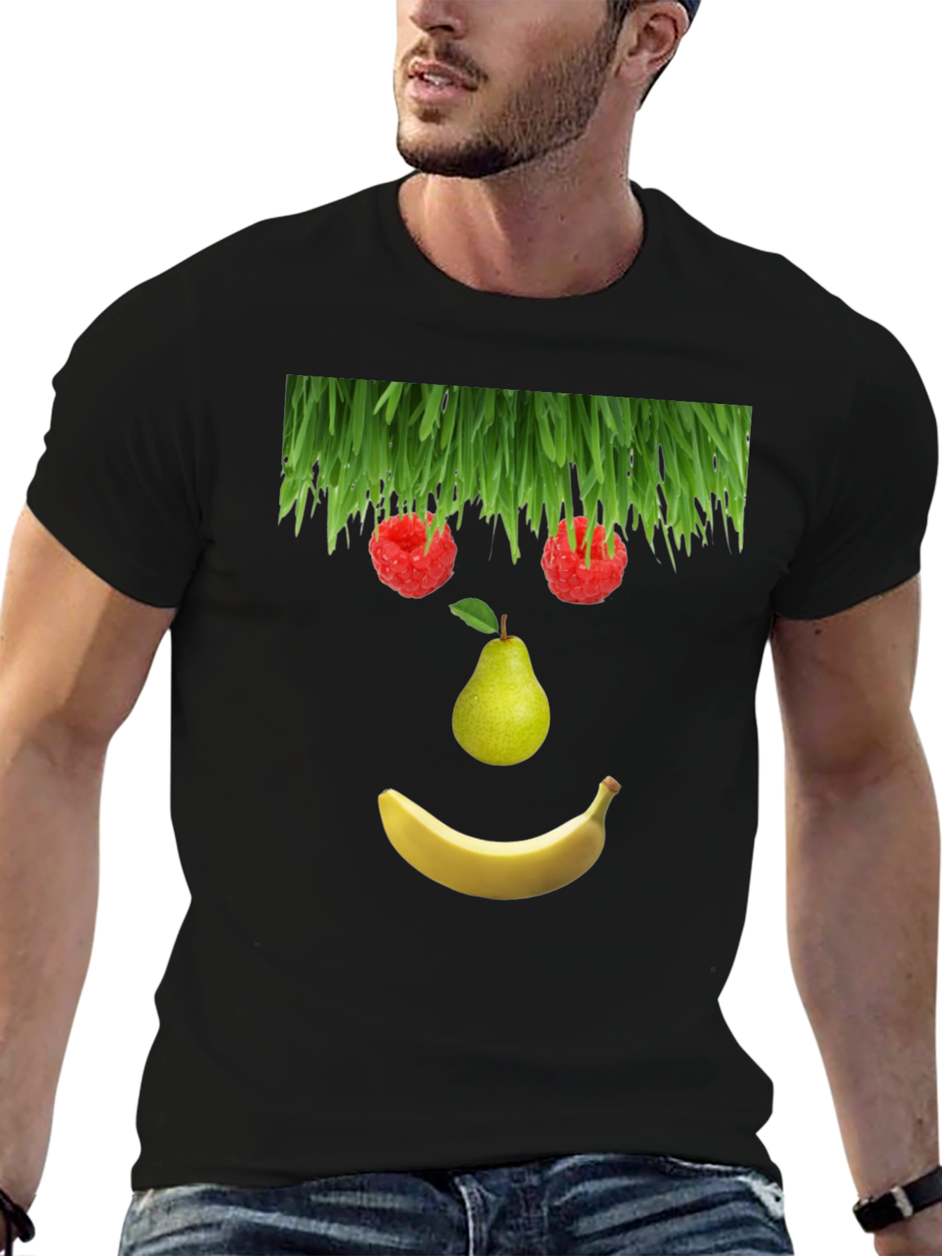 Black Fruit Face Graphic Black T-Shirt view 6
