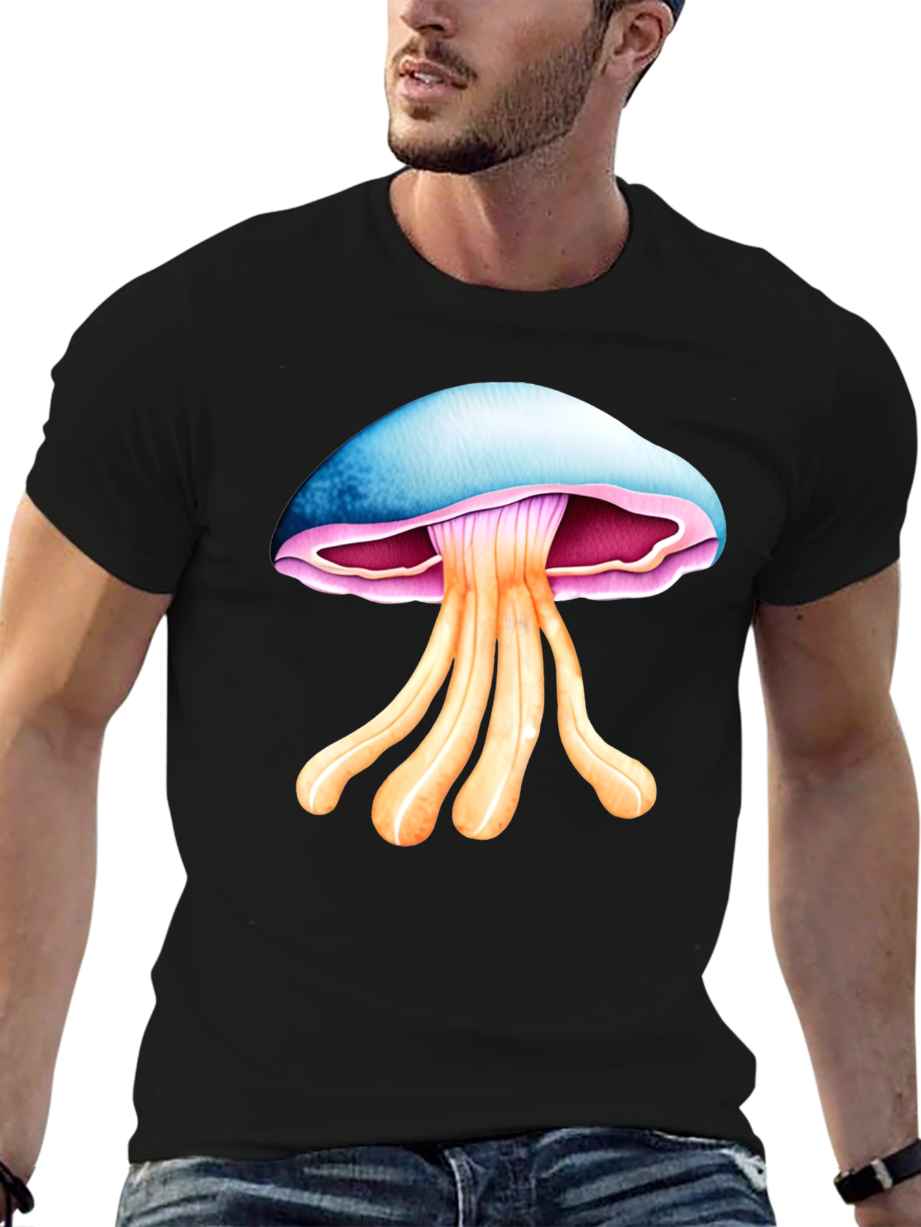 Black Mushroom Graphic Tee - Unique Design, Soft Cotton view 6