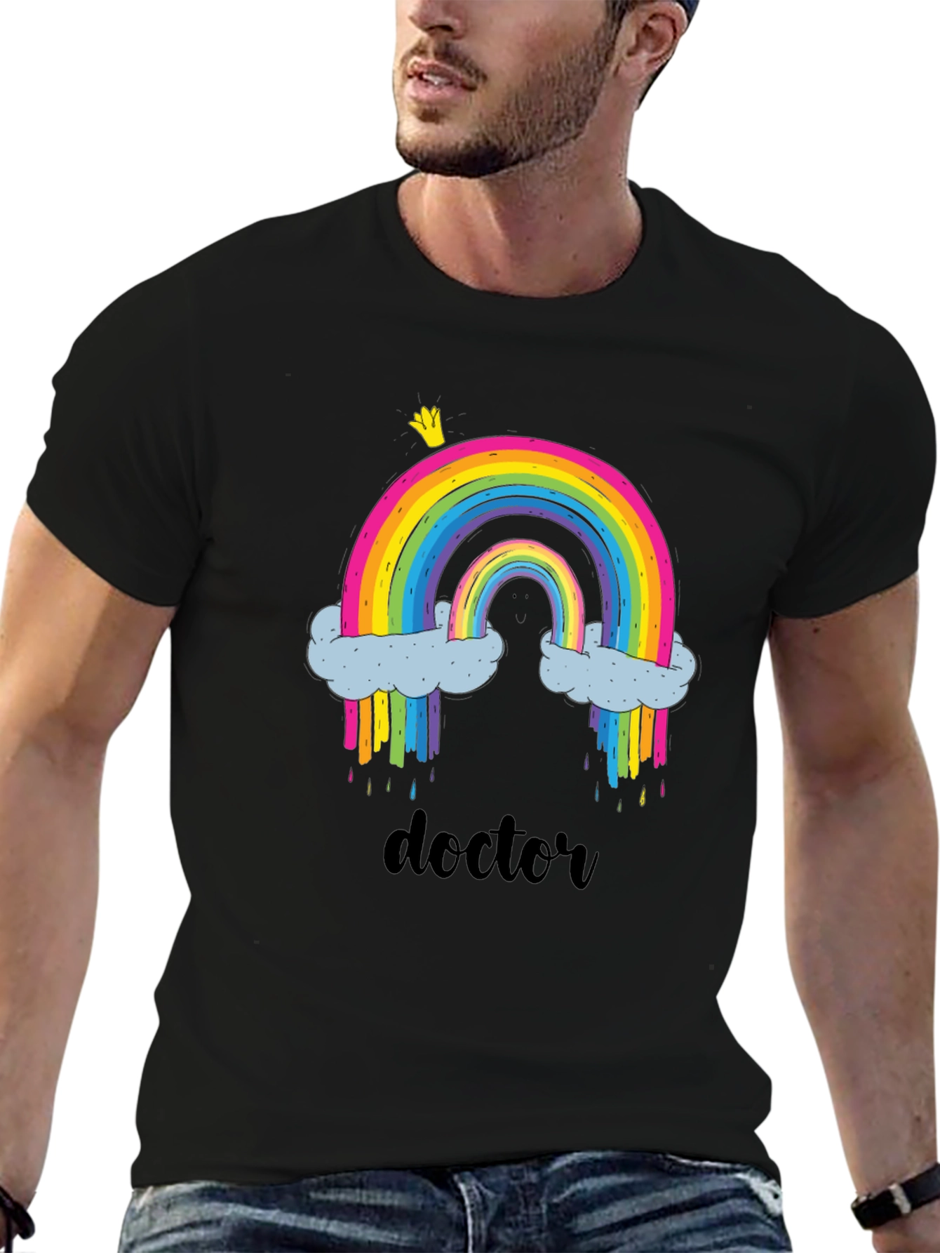 Black Doctor Rainbow Graphic Tee - Quirky & Fun! view 6