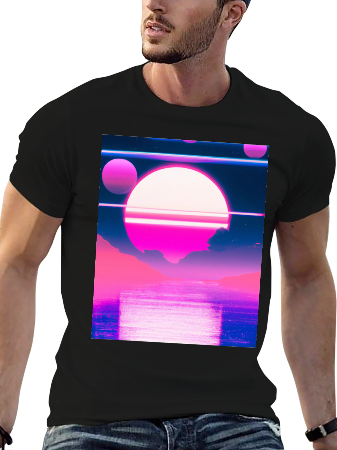 Black Vaporwave Aesthetic Graphic Tee view 6