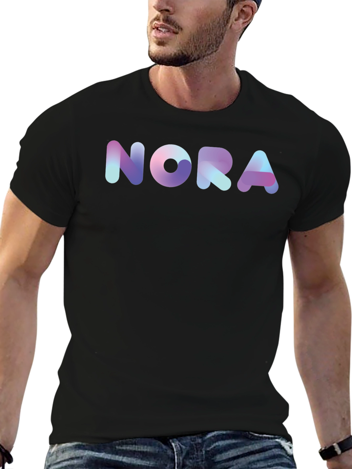 Nora Gradient Graphic Black T-Shirt - 6