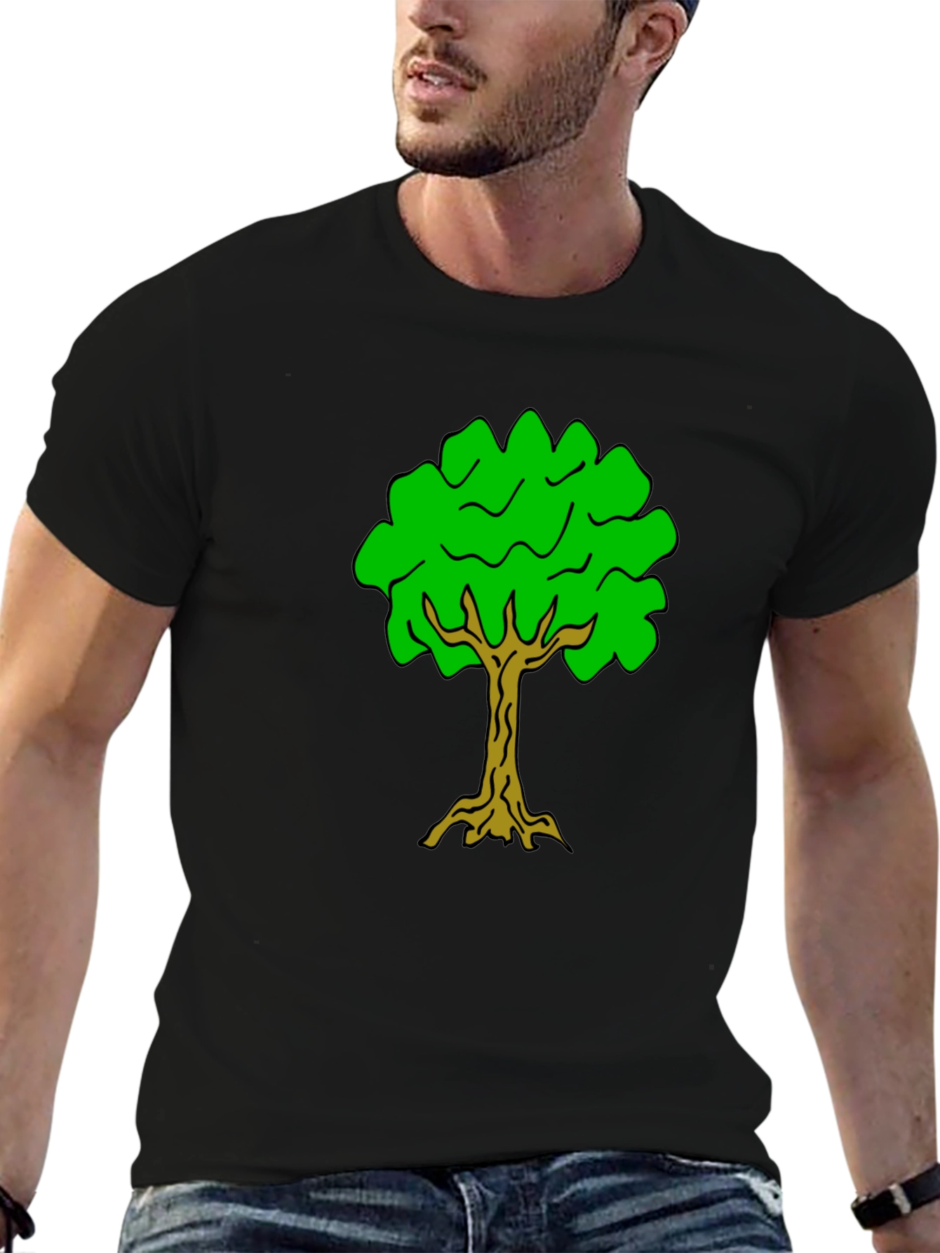 Black Men's Black Tree Graphic T-Shirt view 6