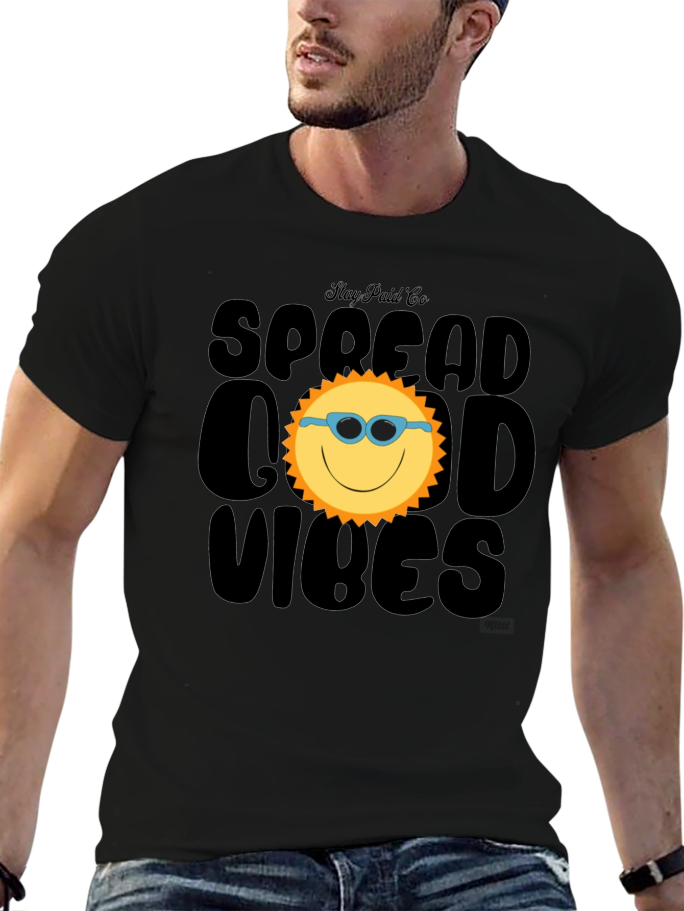 Black Spread Good Vibes Black Graphic Tee view 6