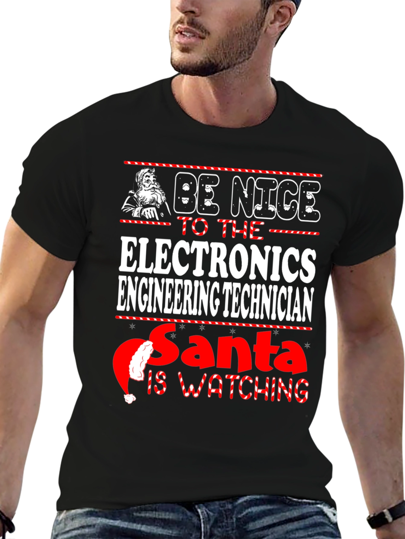 Black Electronics Engineering Technician Christmas T-Shirt view 6