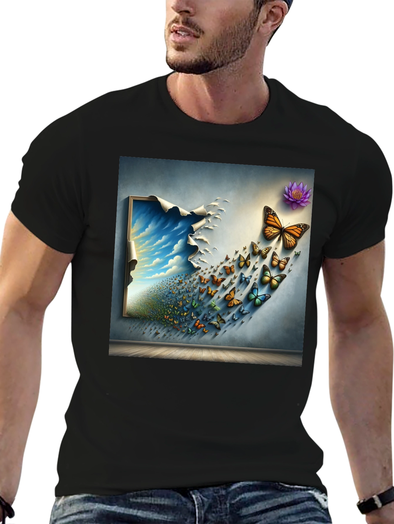Black Butterfly Dreamscape Graphic Tee view 6