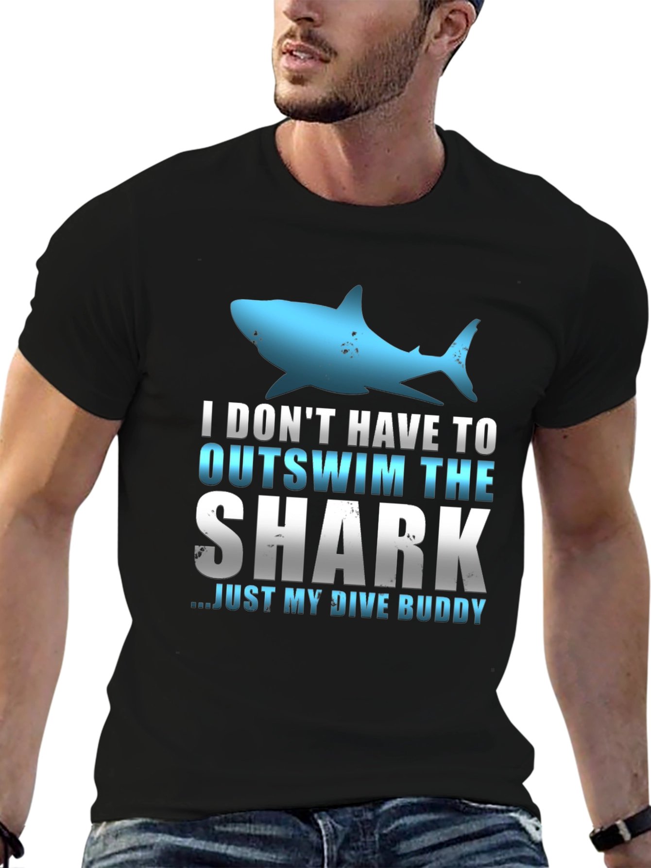 Black Shark Dive Buddy Graphic T-Shirt view 6