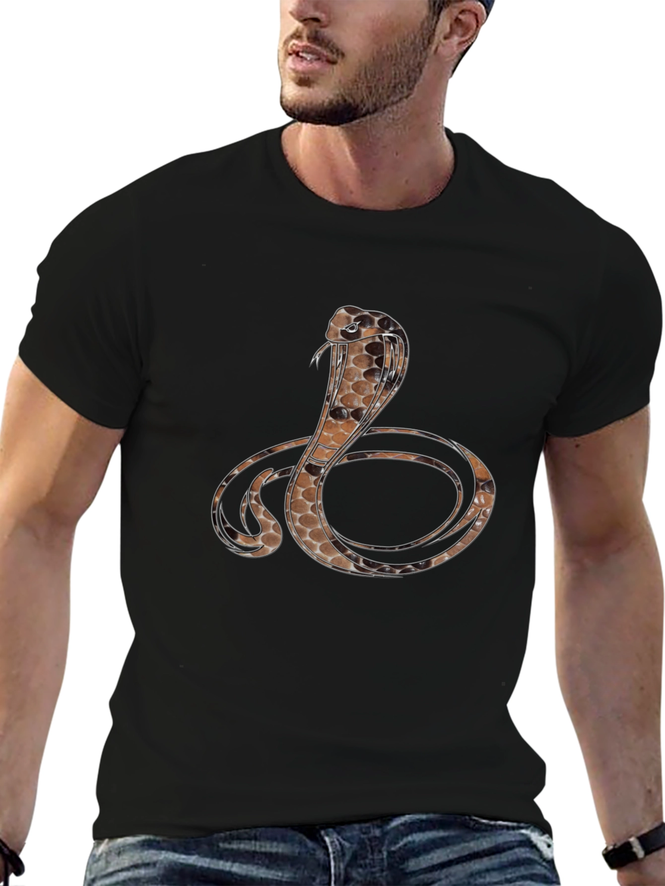 Black Cobra Graphic Print Black T-Shirt view 6