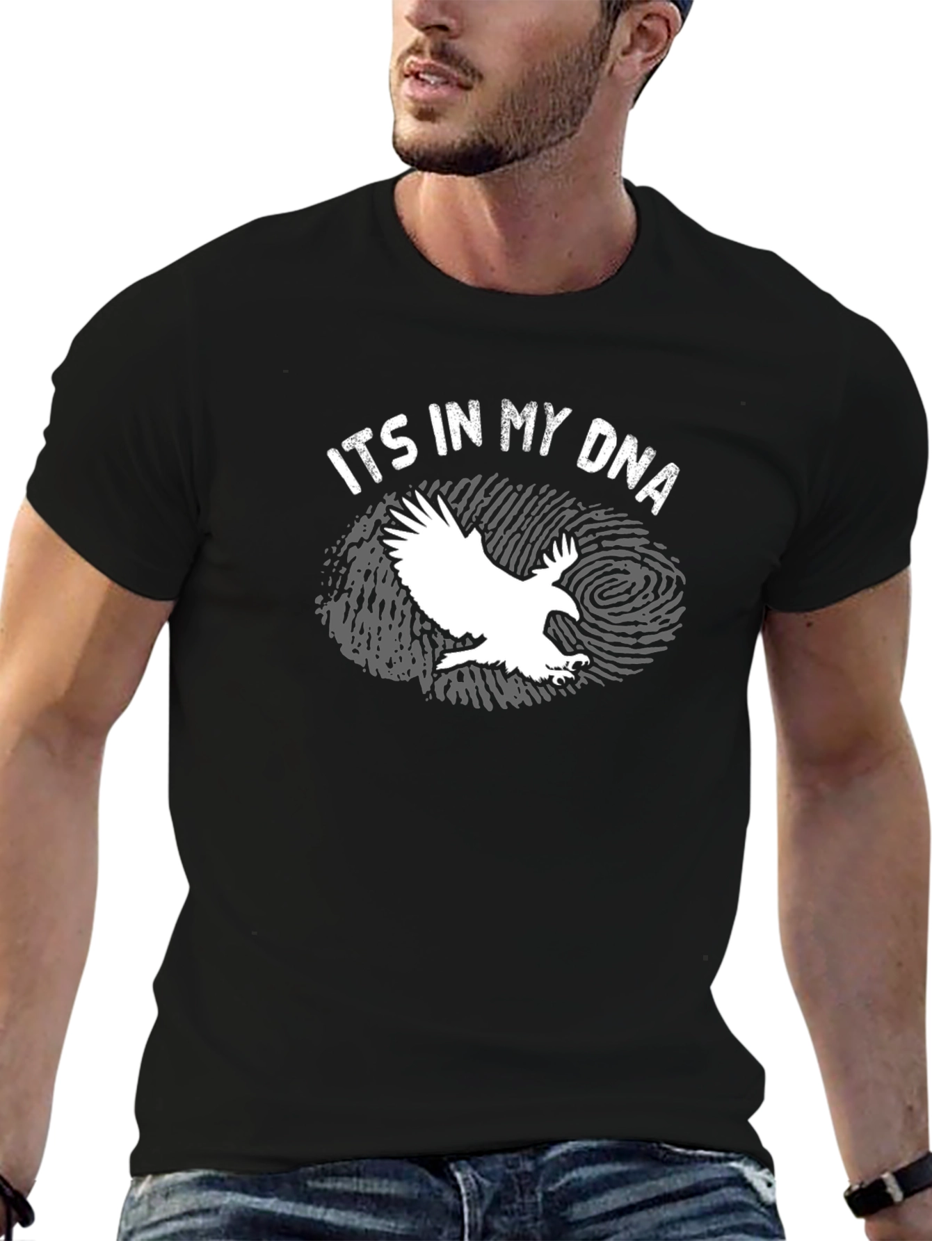 Black Its In My DNA Eagle Graphic Tee - Black Cotton T-Shirt view 6