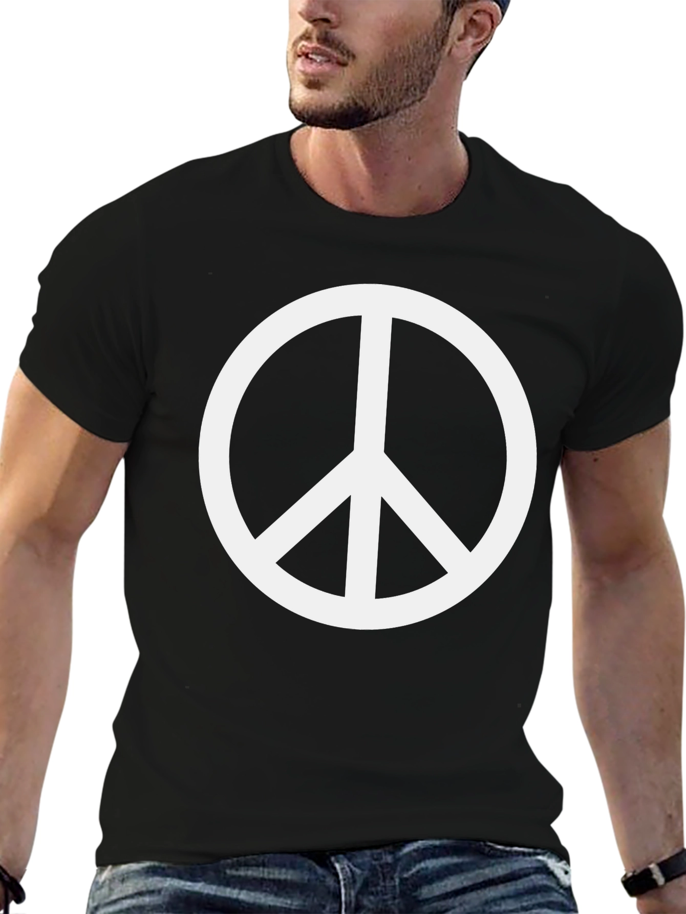 Black Peace Sign Black T-Shirt view 6
