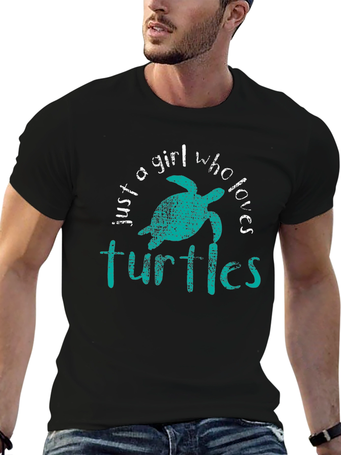 Black Just A Girl Who Loves Turtles Graphic Tee view 6