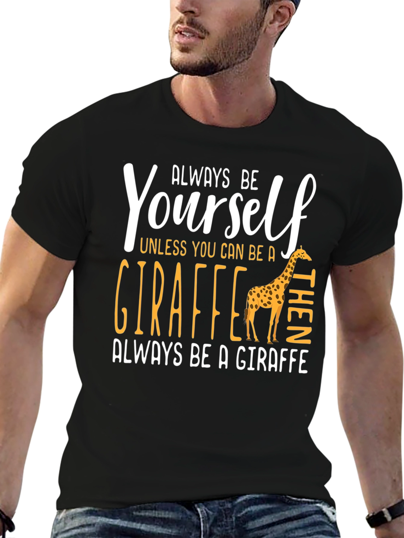 Black Always Be Yourself Giraffe Graphic Tee view 6