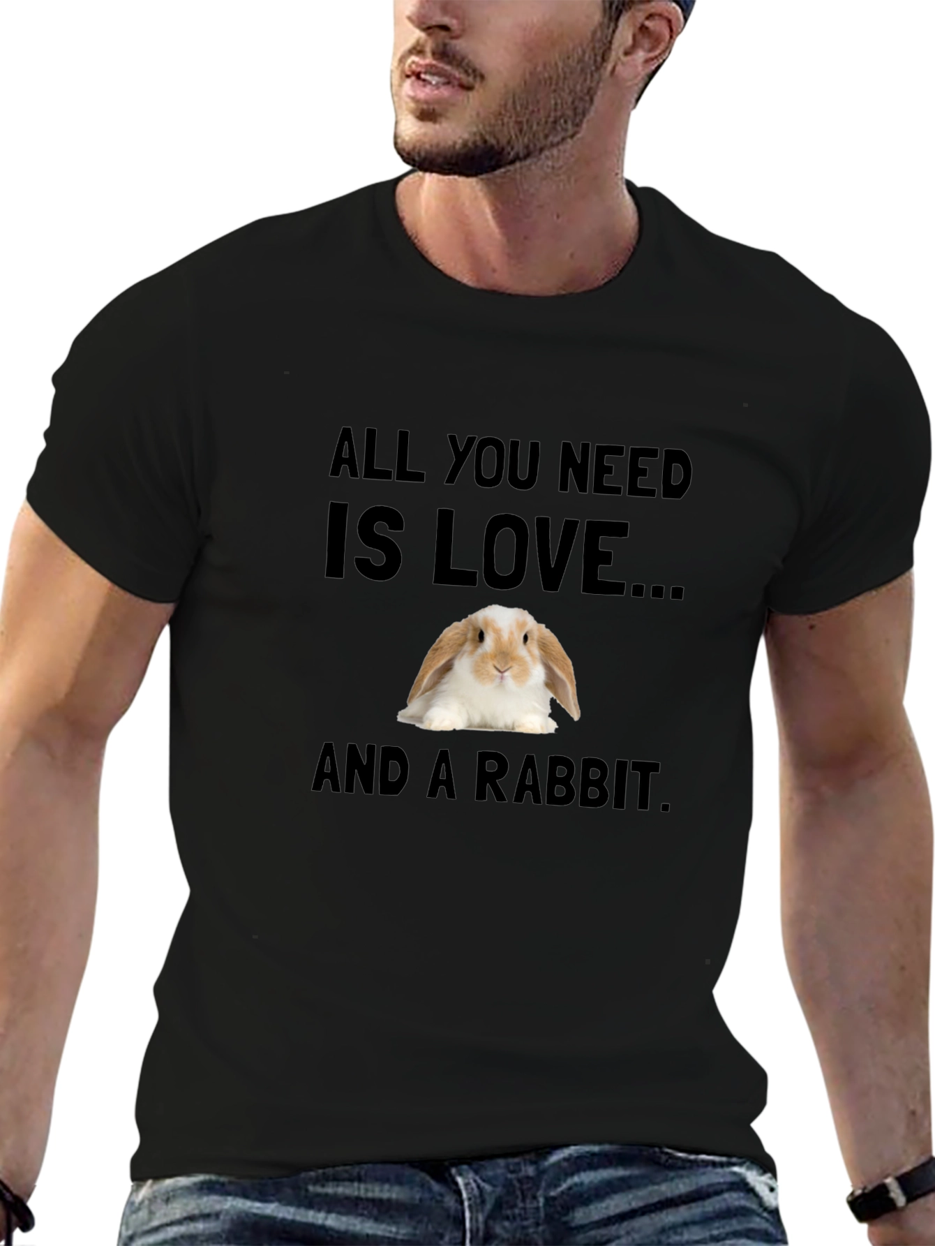 Black Love and a Rabbit T-Shirt - Cute Bunny Tee view 6