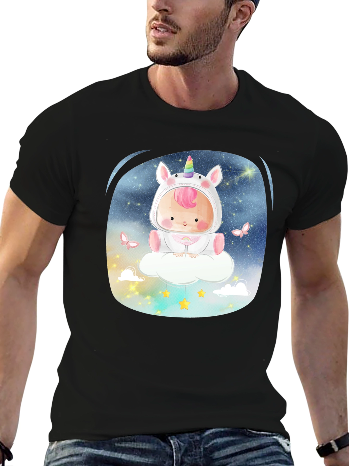 Black Unicorn Baby Graphic Tee - Soft Cotton Blend view 6