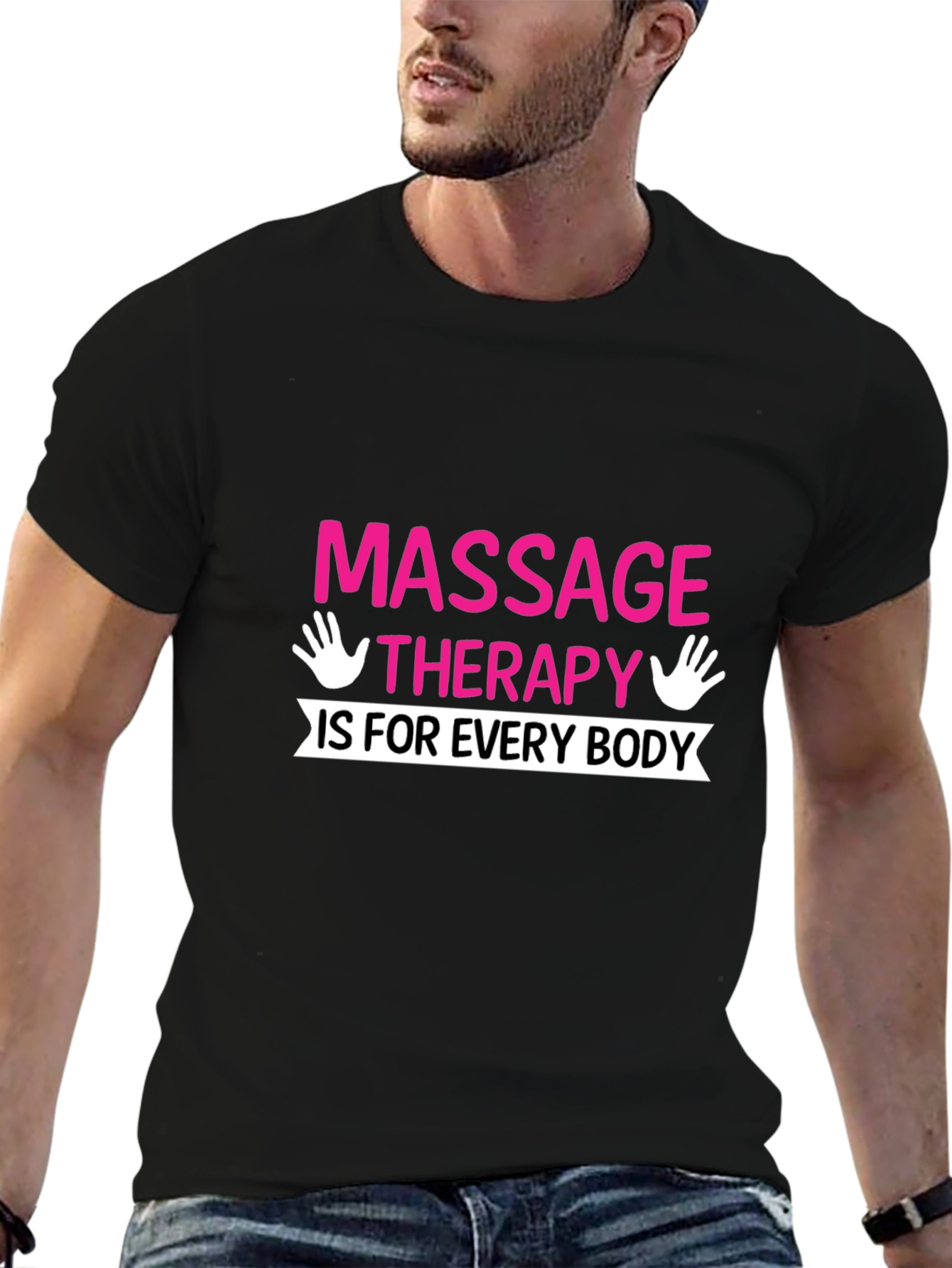 Black Massage Therapy T-Shirt - Unisex Graphic Tee view 6