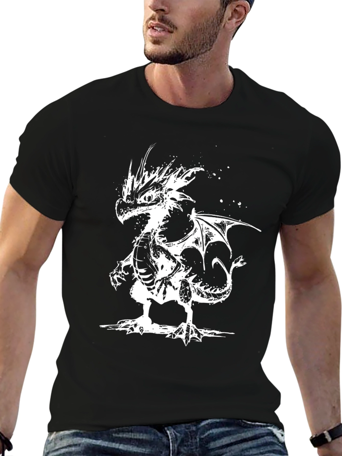 Black Dragon Graphic Tee - Black Cotton T-Shirt view 6