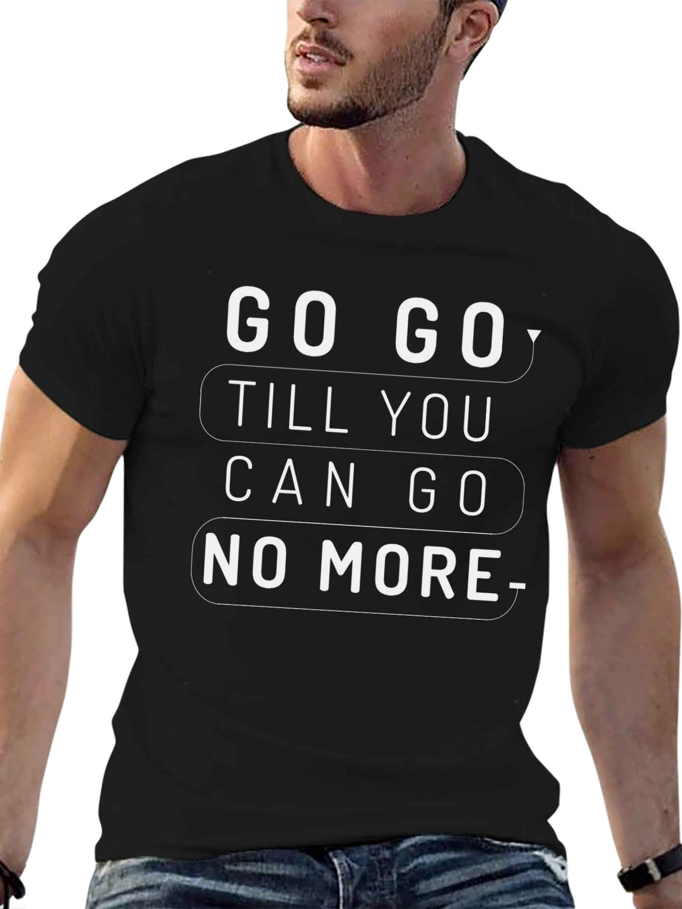 Black Motivational 'Go Go' Graphic Tee view 6