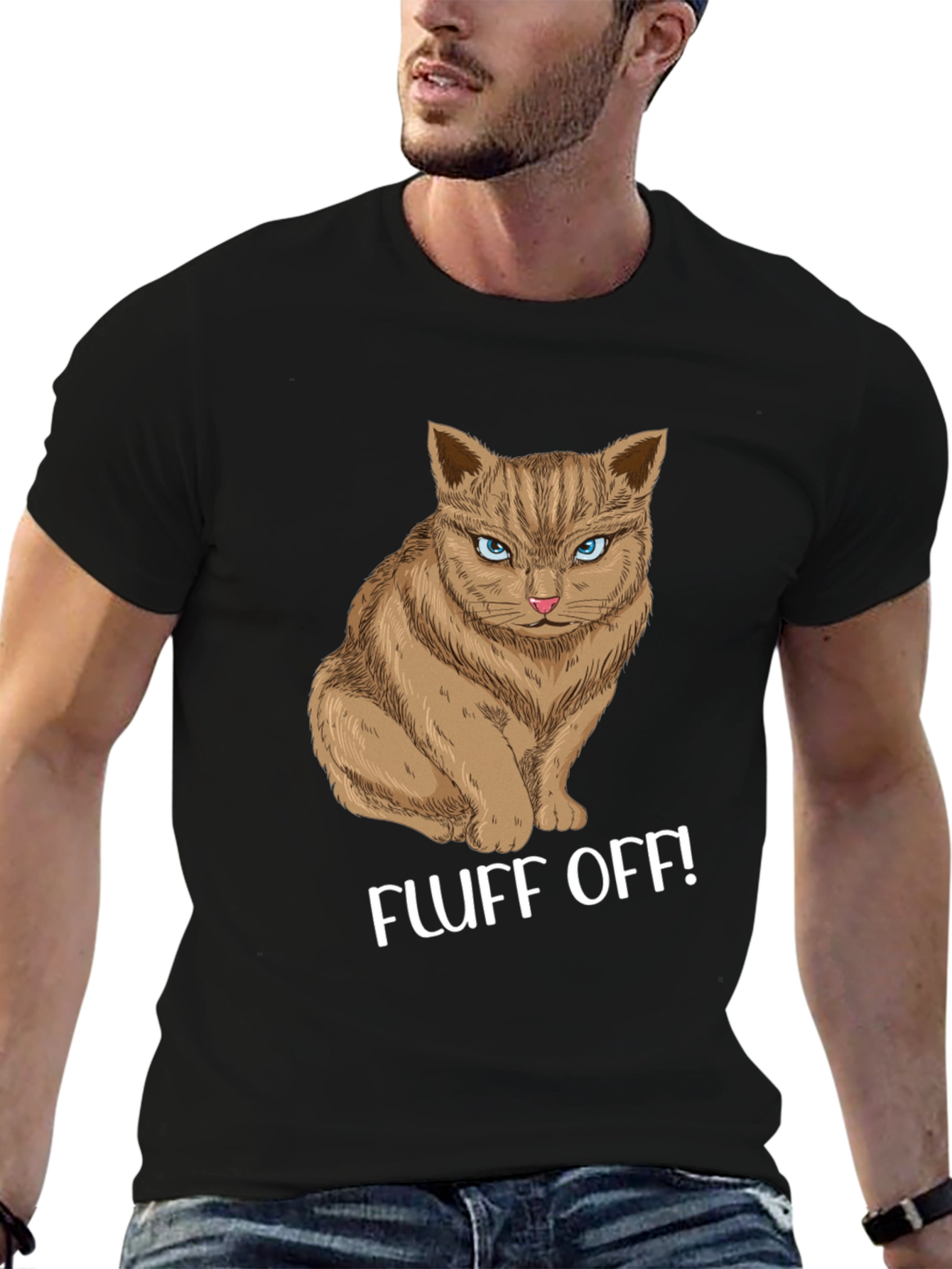Black Fluff Off! Cat Graphic Tee view 6