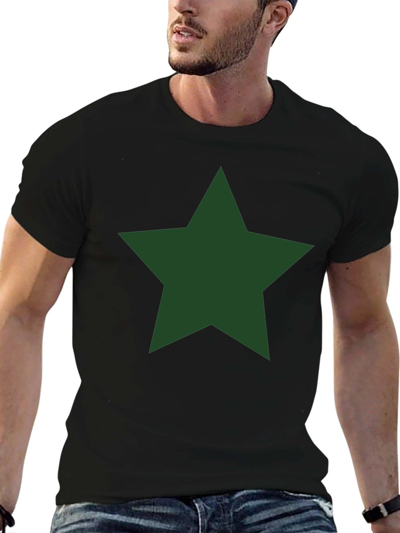 Black Star Graphic Tee - Classic Crew Neck Black T-Shirt view 6