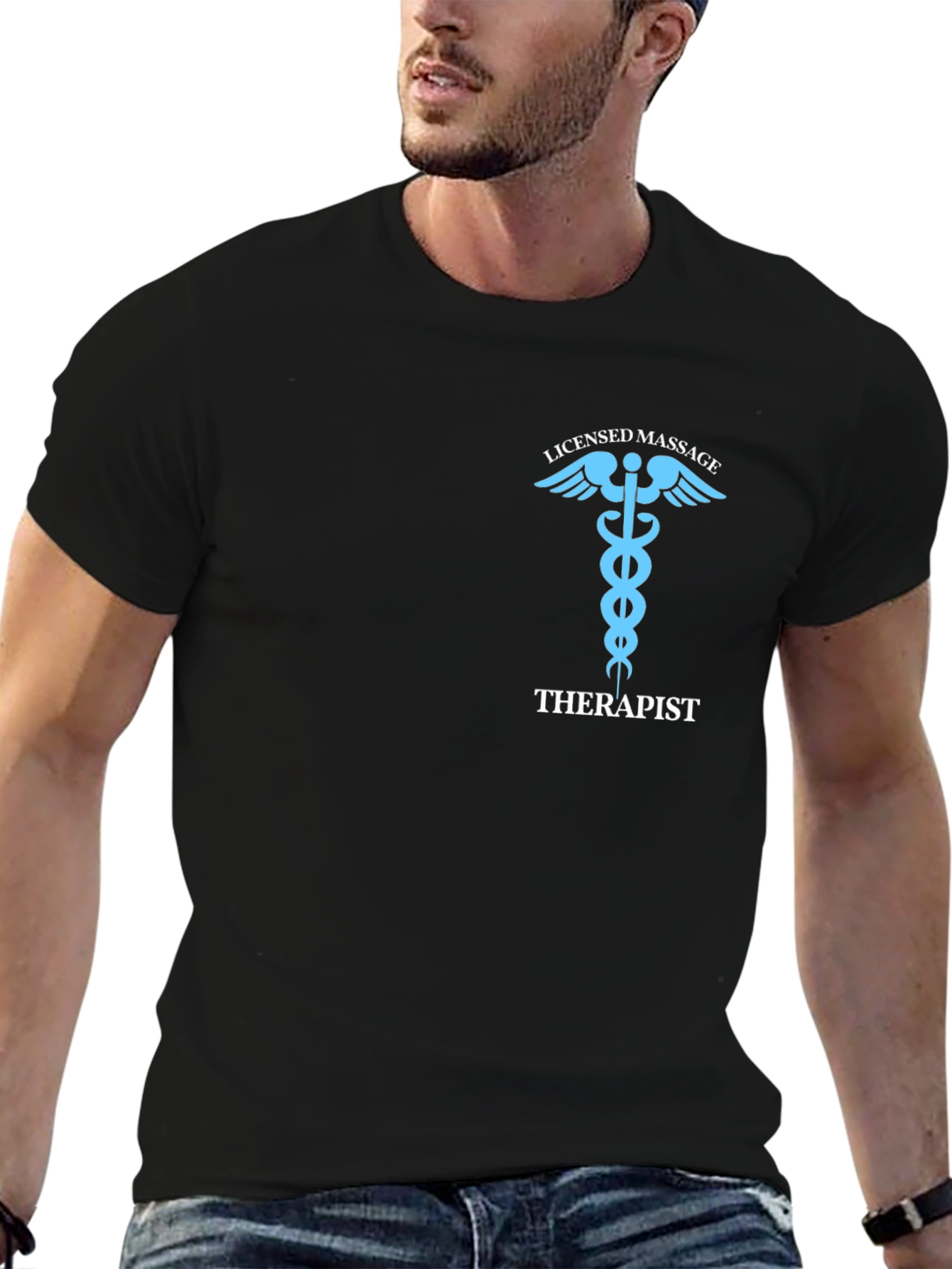 Black Licensed Massage Therapist T-Shirt - Black view 6
