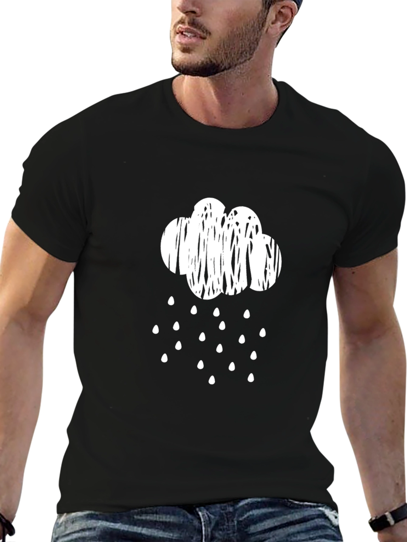 Black Rainy Day Cloud T-Shirt - Black view 6