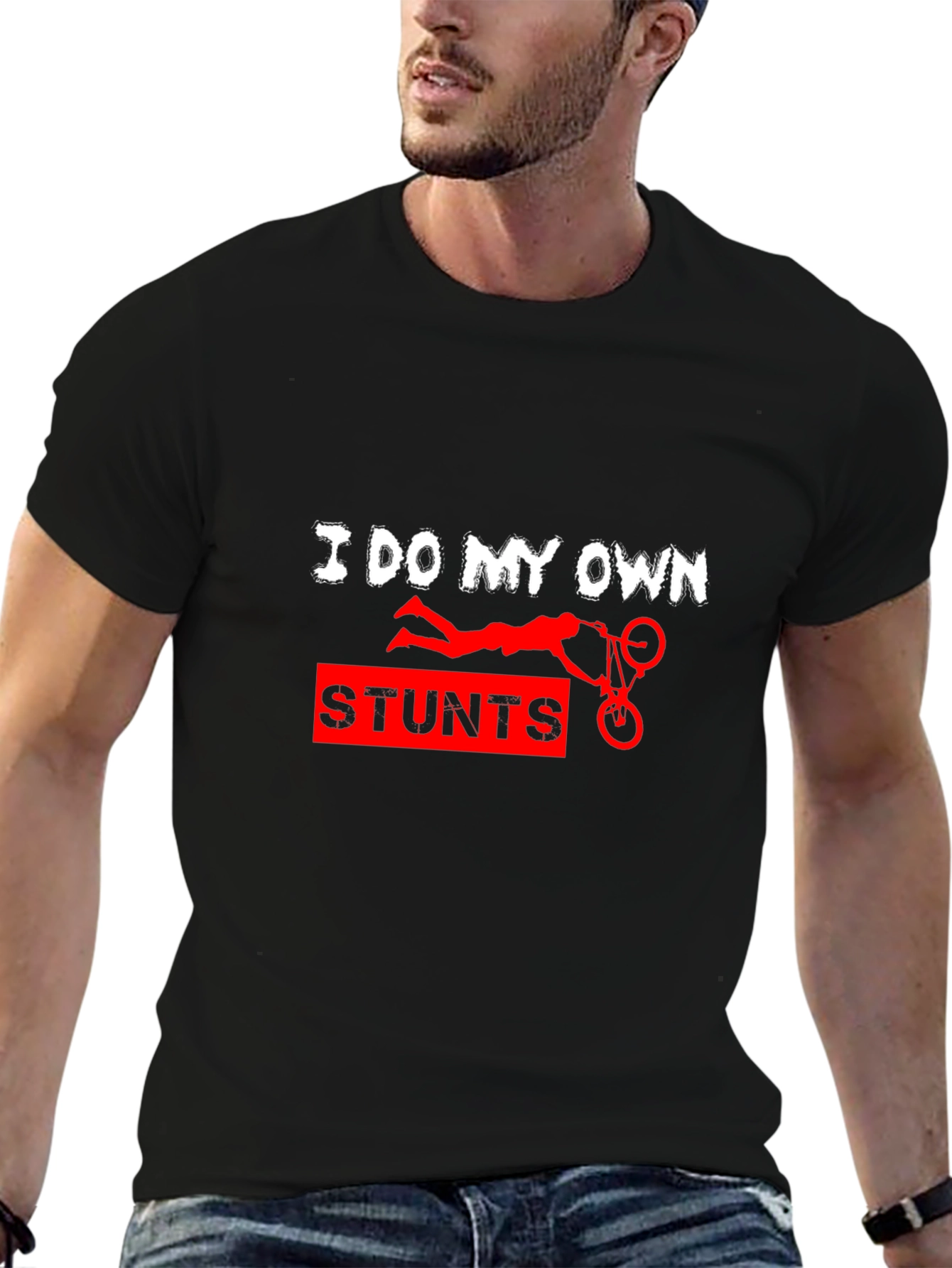Black I Do My Own Stunts Funny Graphic Tee view 6