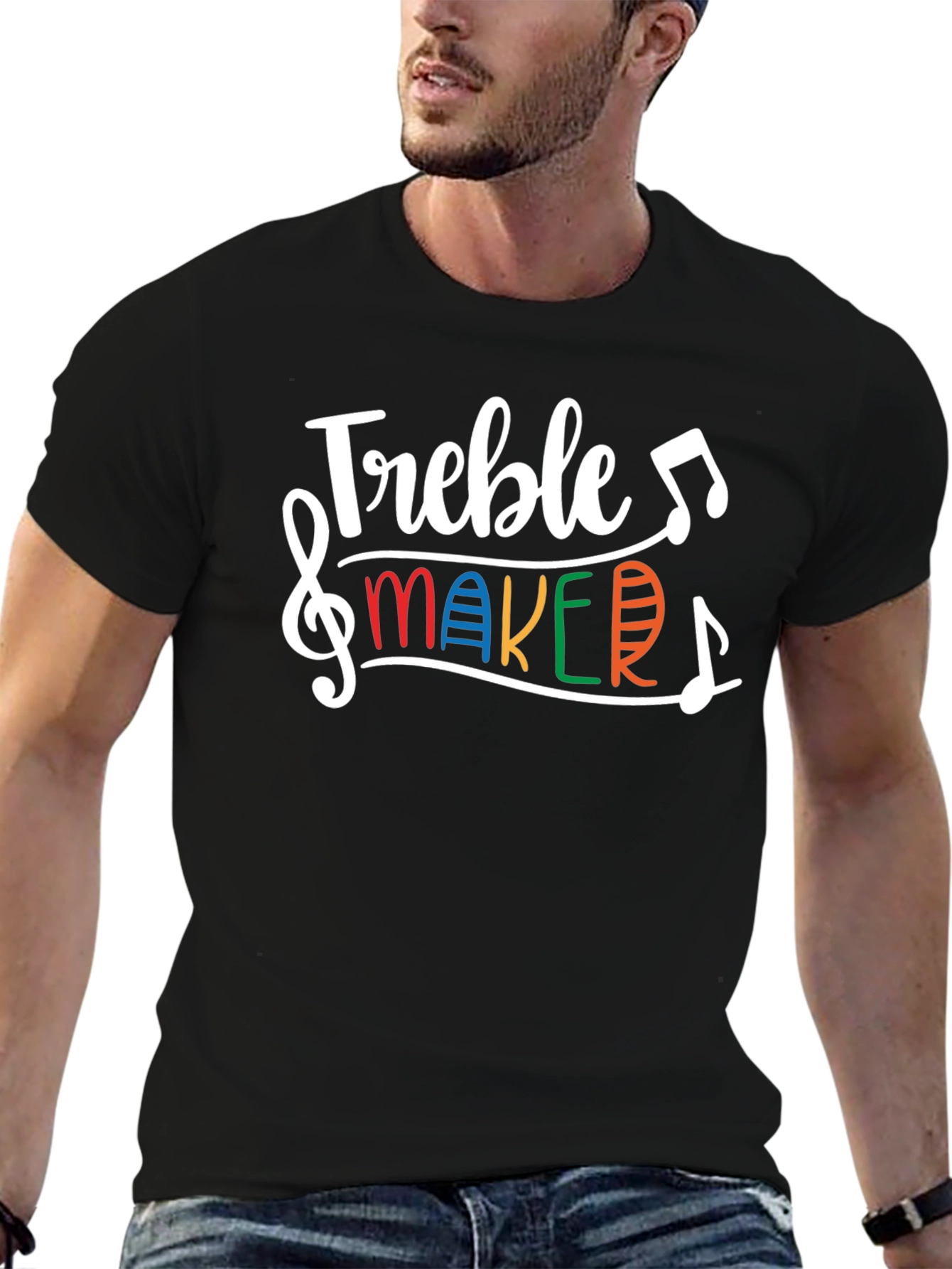 Black Treble Maker Graphic T-Shirt - Music Lover's Tee view 6