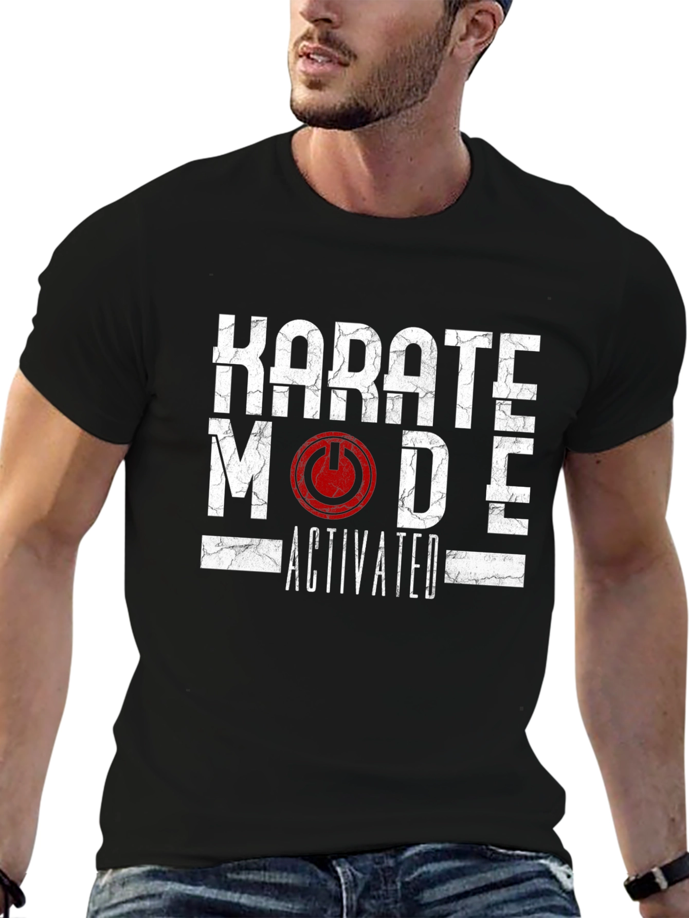 Black Karate Mode Activated Graphic Tee view 6