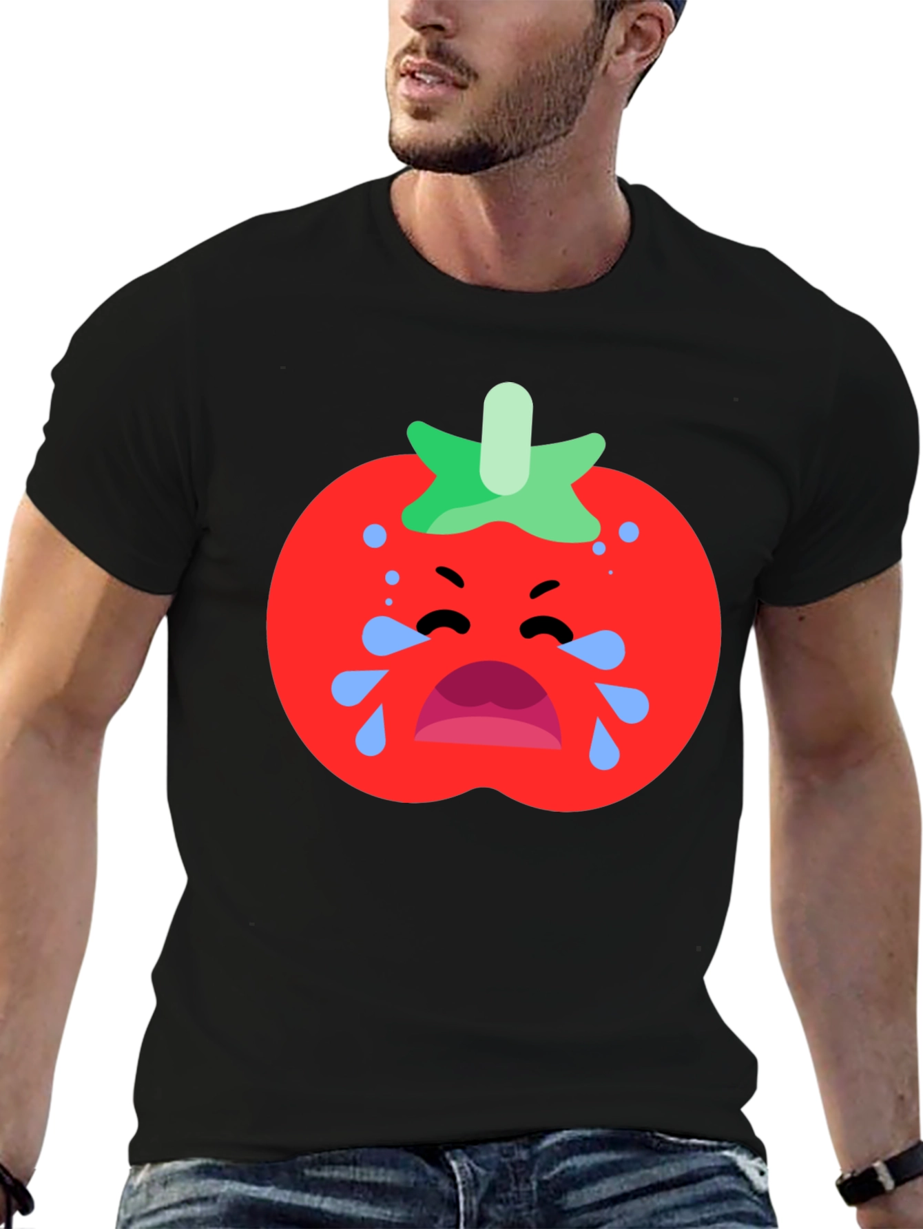 Black Crying Tomato Graphic Tee - Black Cotton T-Shirt view 6