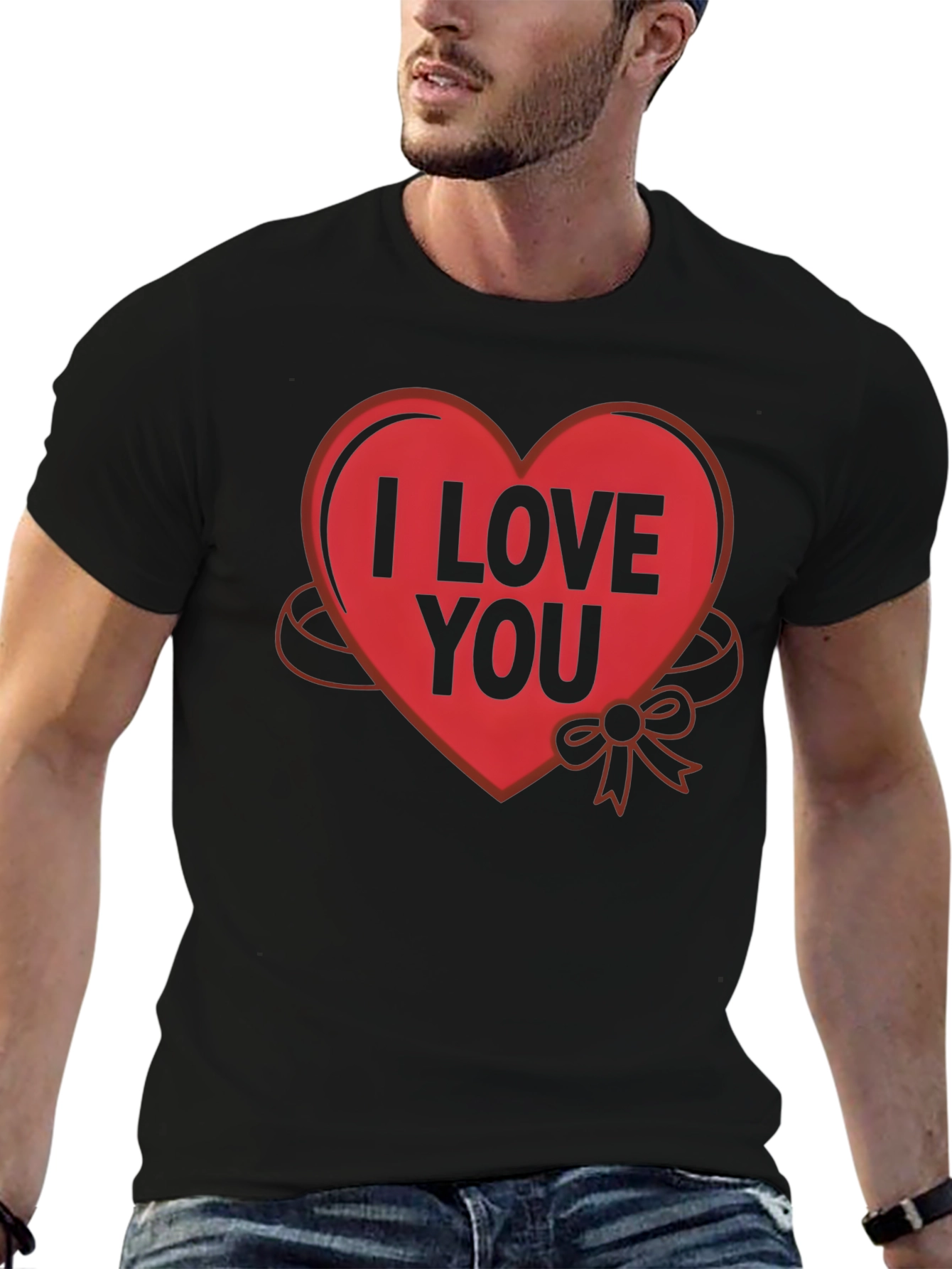 Black I Love You Heart Graphic T-Shirt view 6
