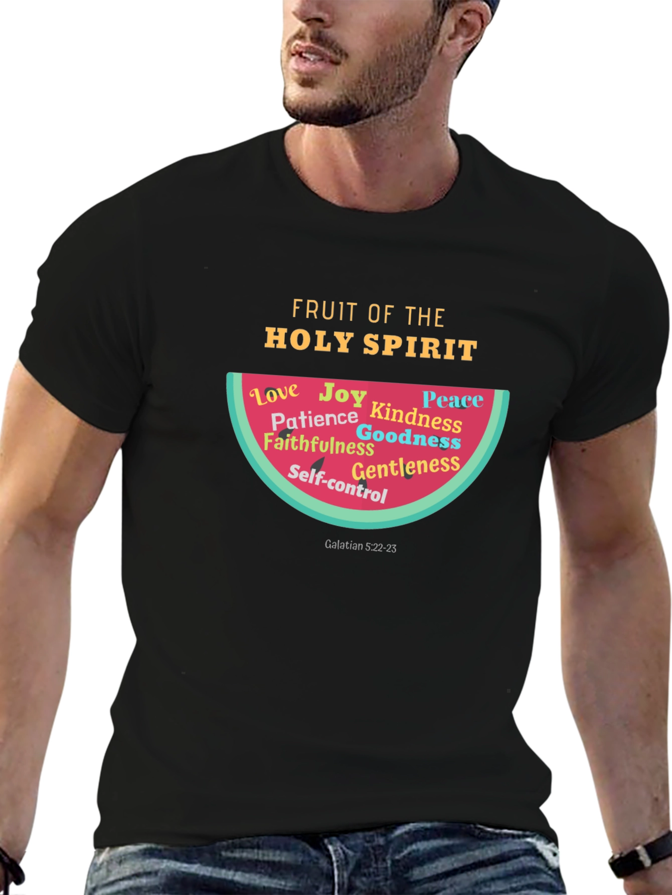 Black Fruit of the Holy Spirit Christian T-Shirt view 6