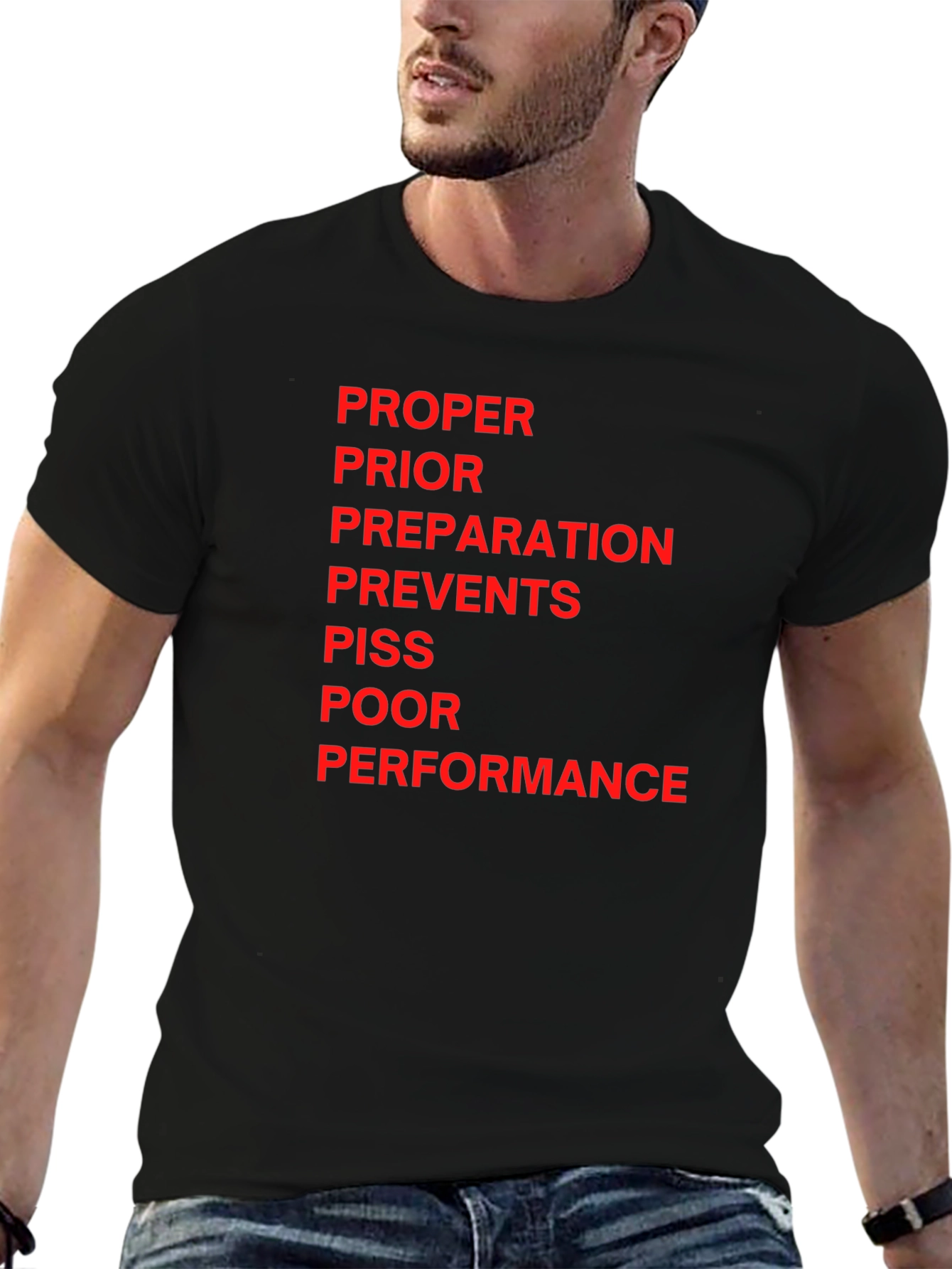 Black Proper Preparation Funny Slogan T-Shirt view 6