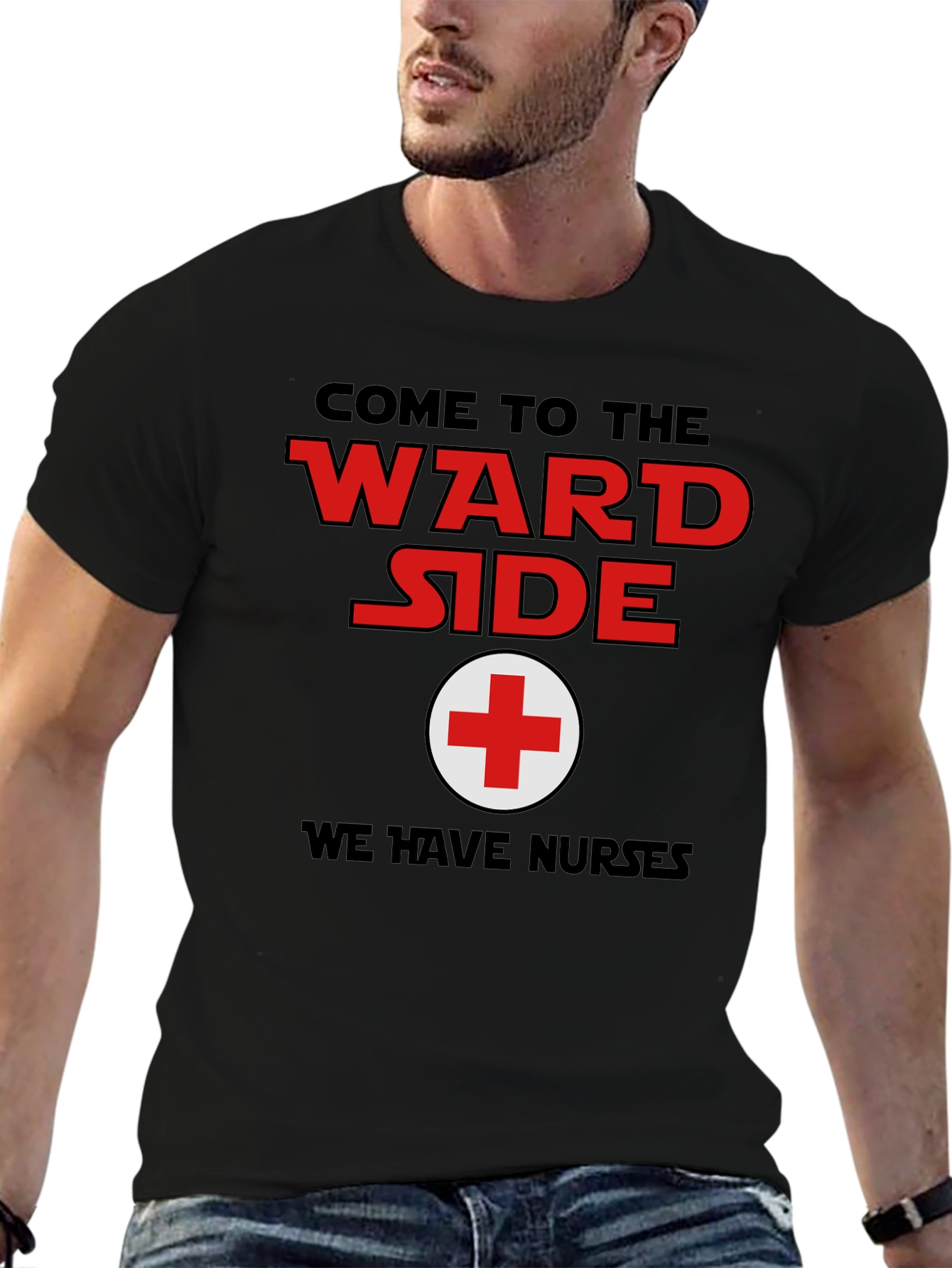 Black Come to the Ward Side Nurse T-Shirt view 6