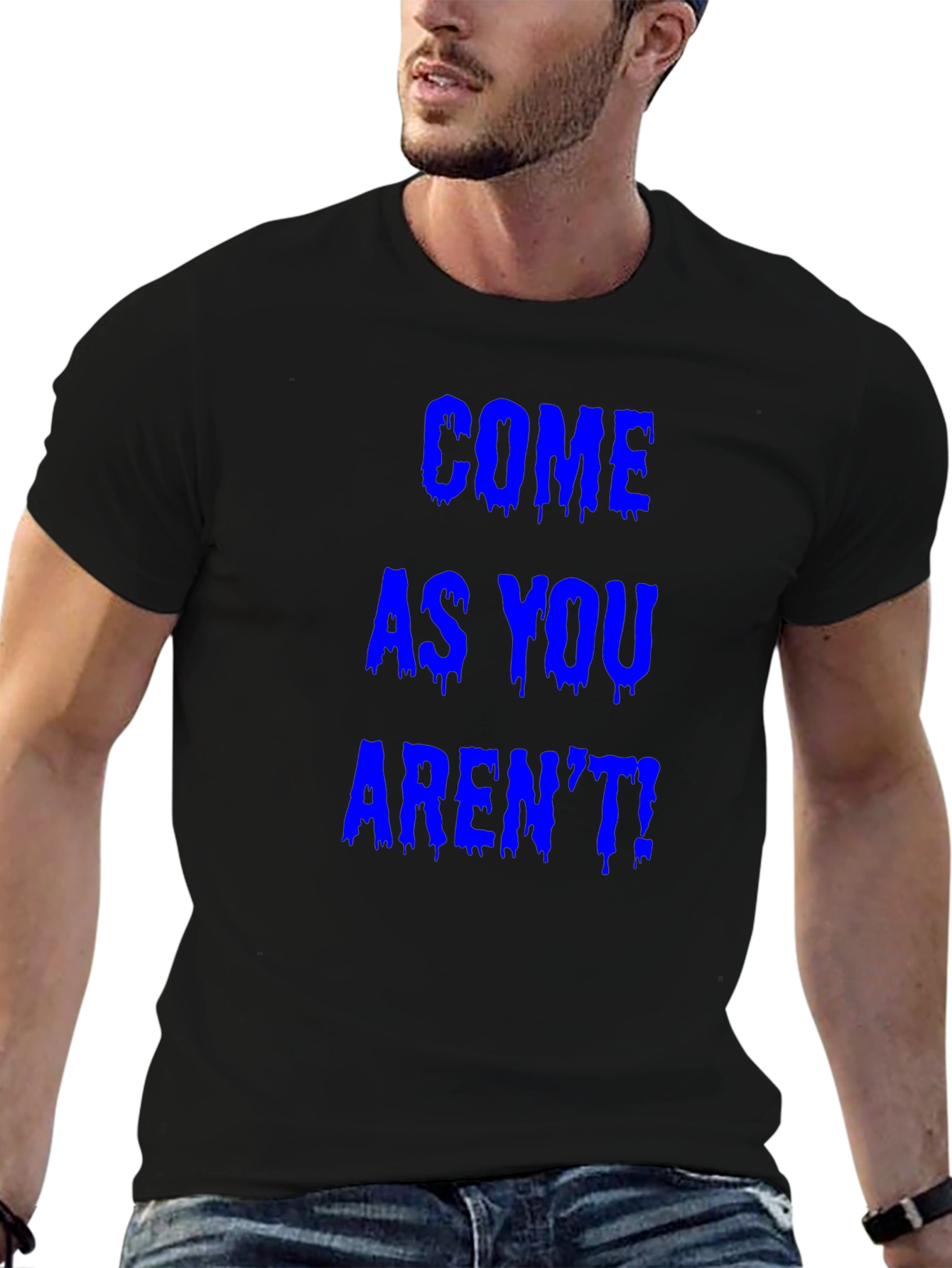 Black Come As You Aren't! Graphic Tee view 6