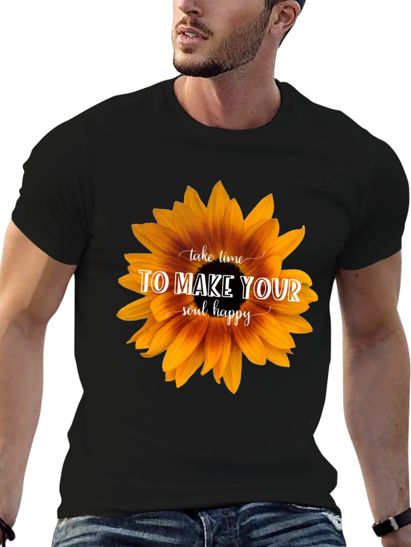 Black Sunflower Soul Happy Graphic Tee view 6
