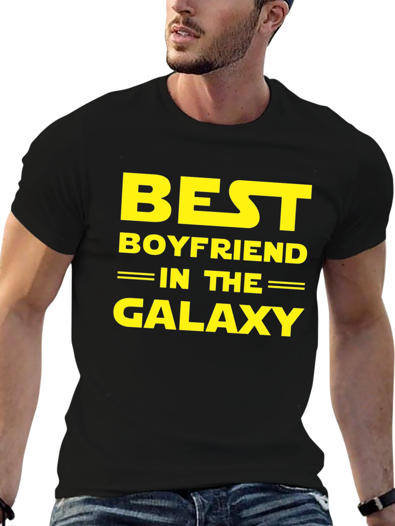 Black Best Boyfriend in the Galaxy T-Shirt view 6