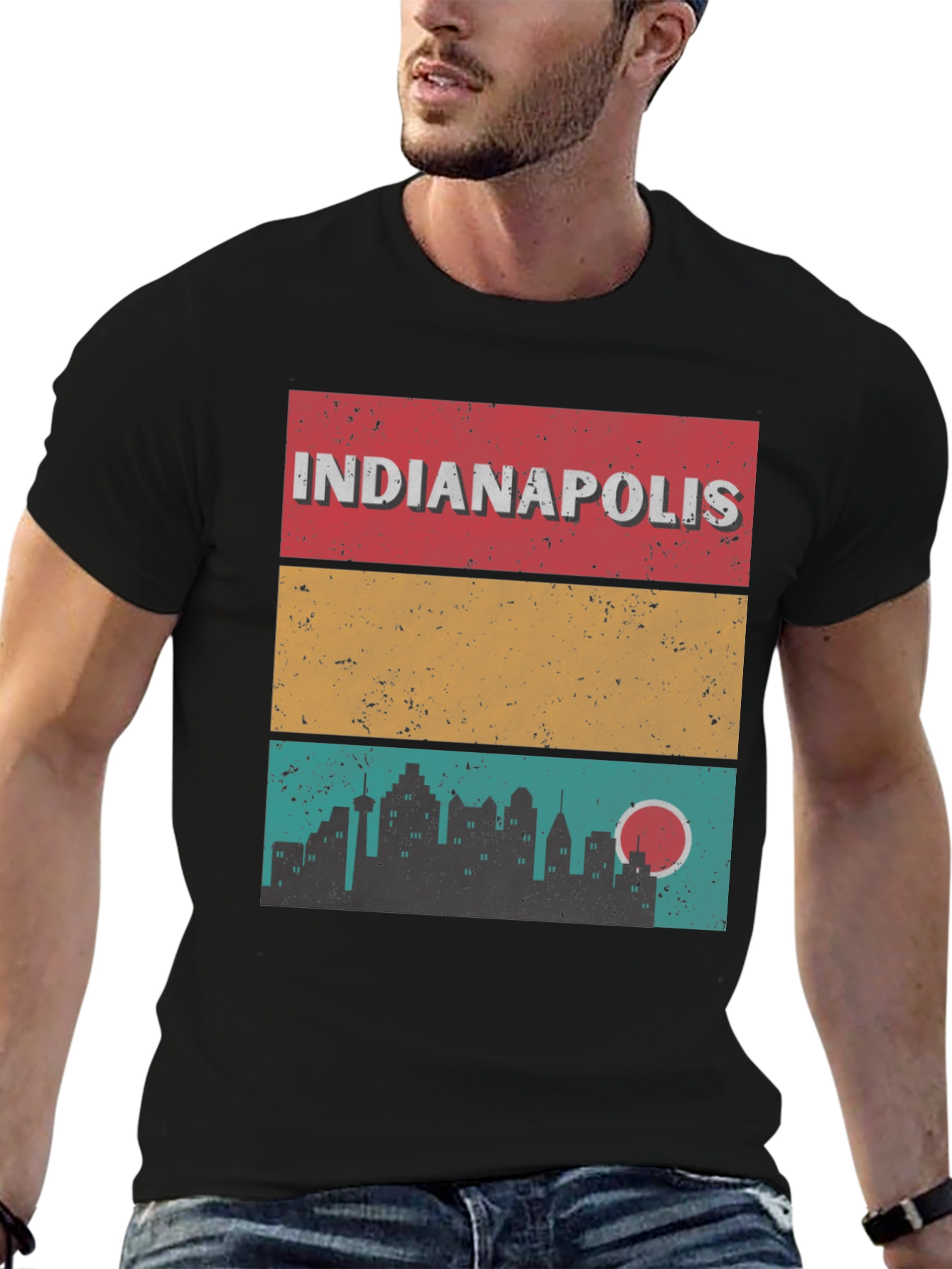 Black Indianapolis Skyline Graphic T-Shirt view 6