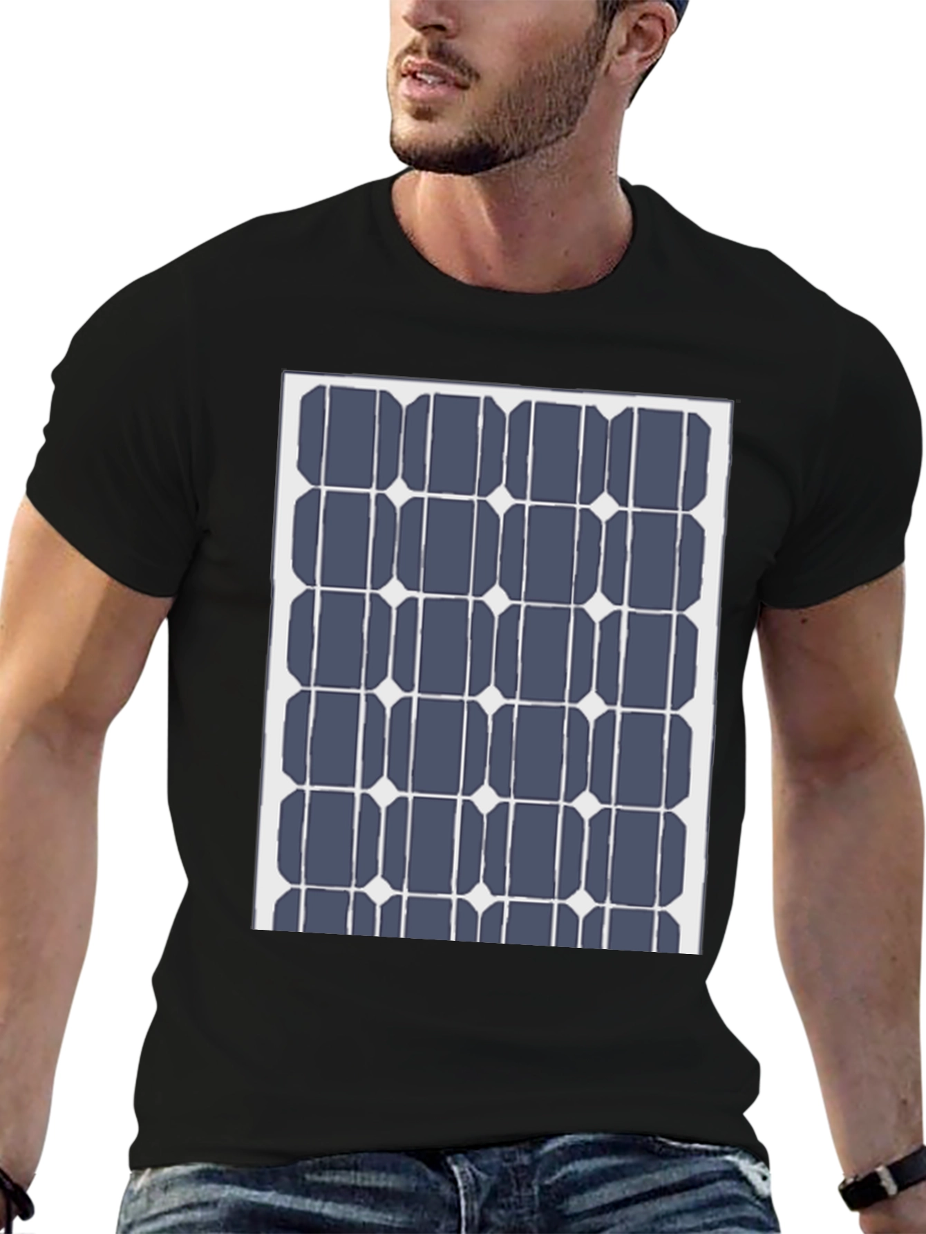 Black Solar Panel Grid Black Tee view 6
