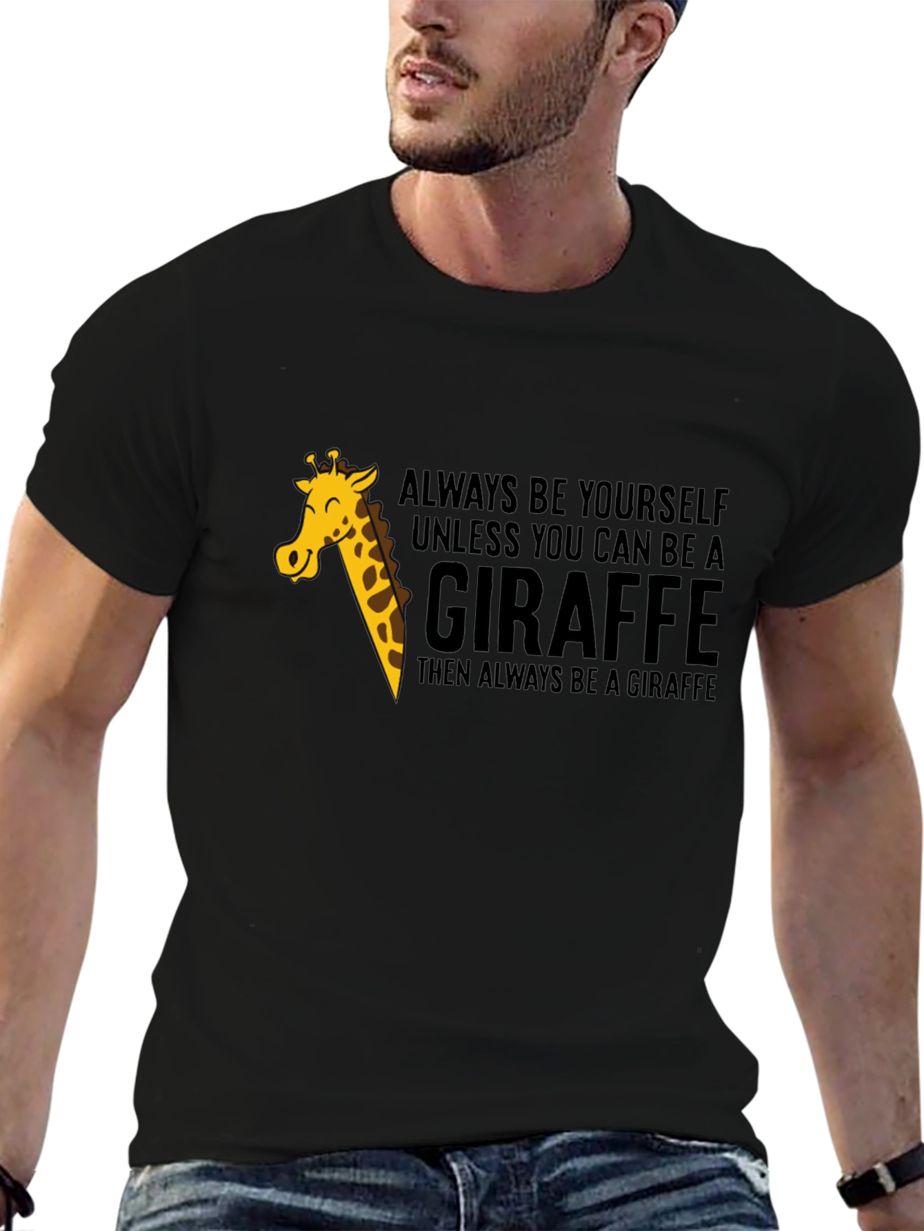 Black Always Be a Giraffe - Novelty Graphic T-Shirt view 6
