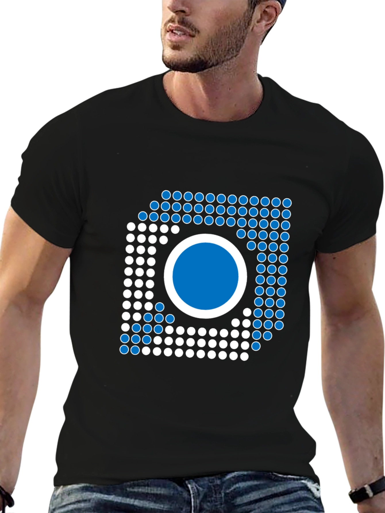 Modern Geometric Graphic Tee - Black - 6