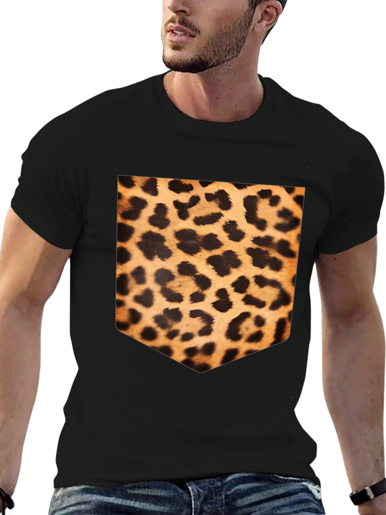 Black Leopard Print Pocket Tee view 6