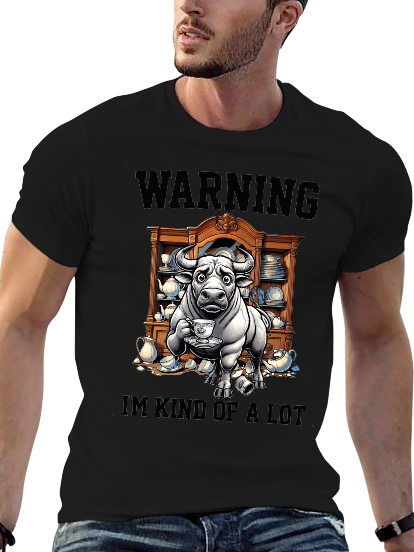 Black Warning I'm Kind of a Lot Graphic T-Shirt view 6