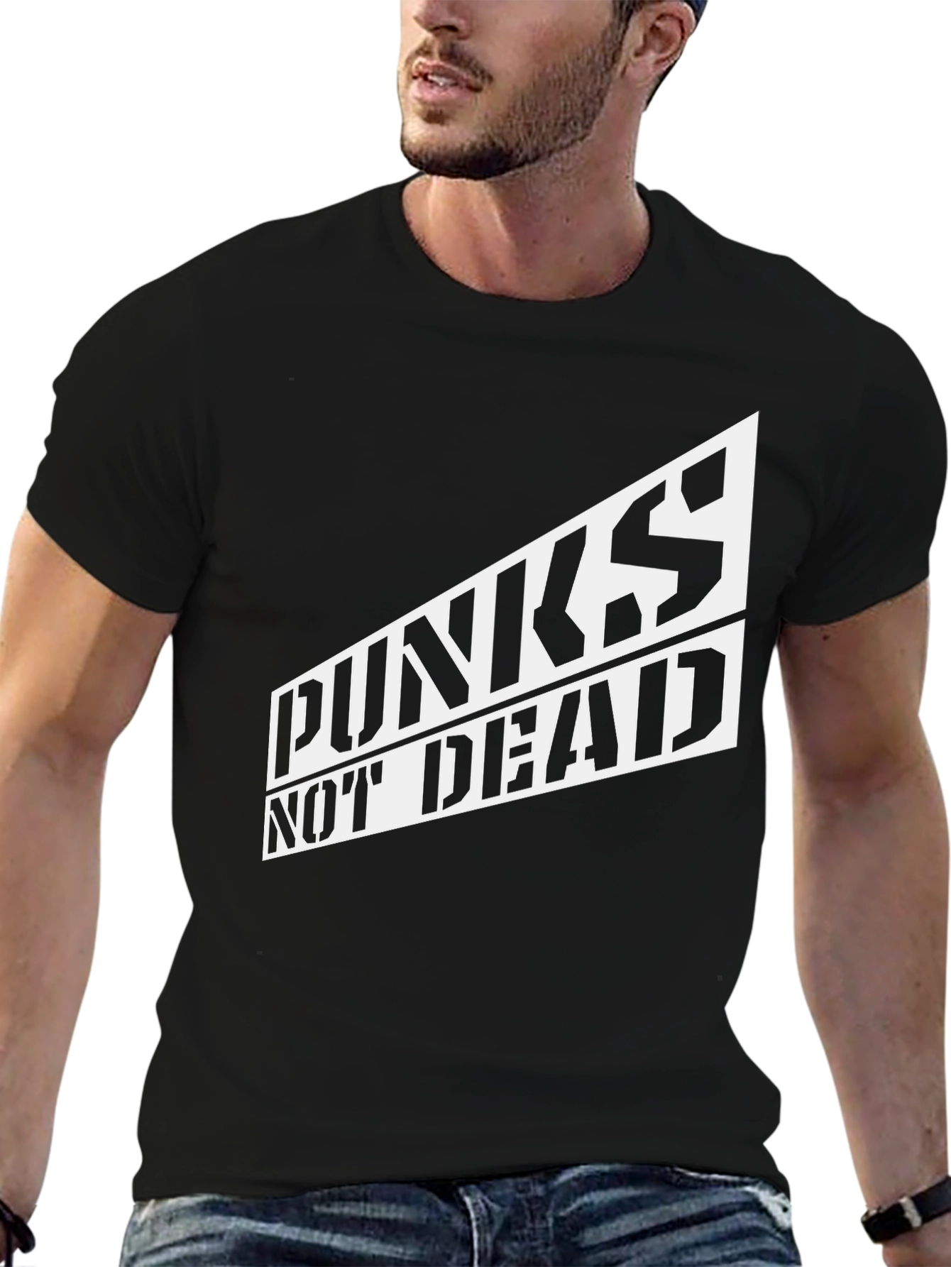 Black Punks Not Dead Graphic Tee - Black Cotton T-Shirt view 6