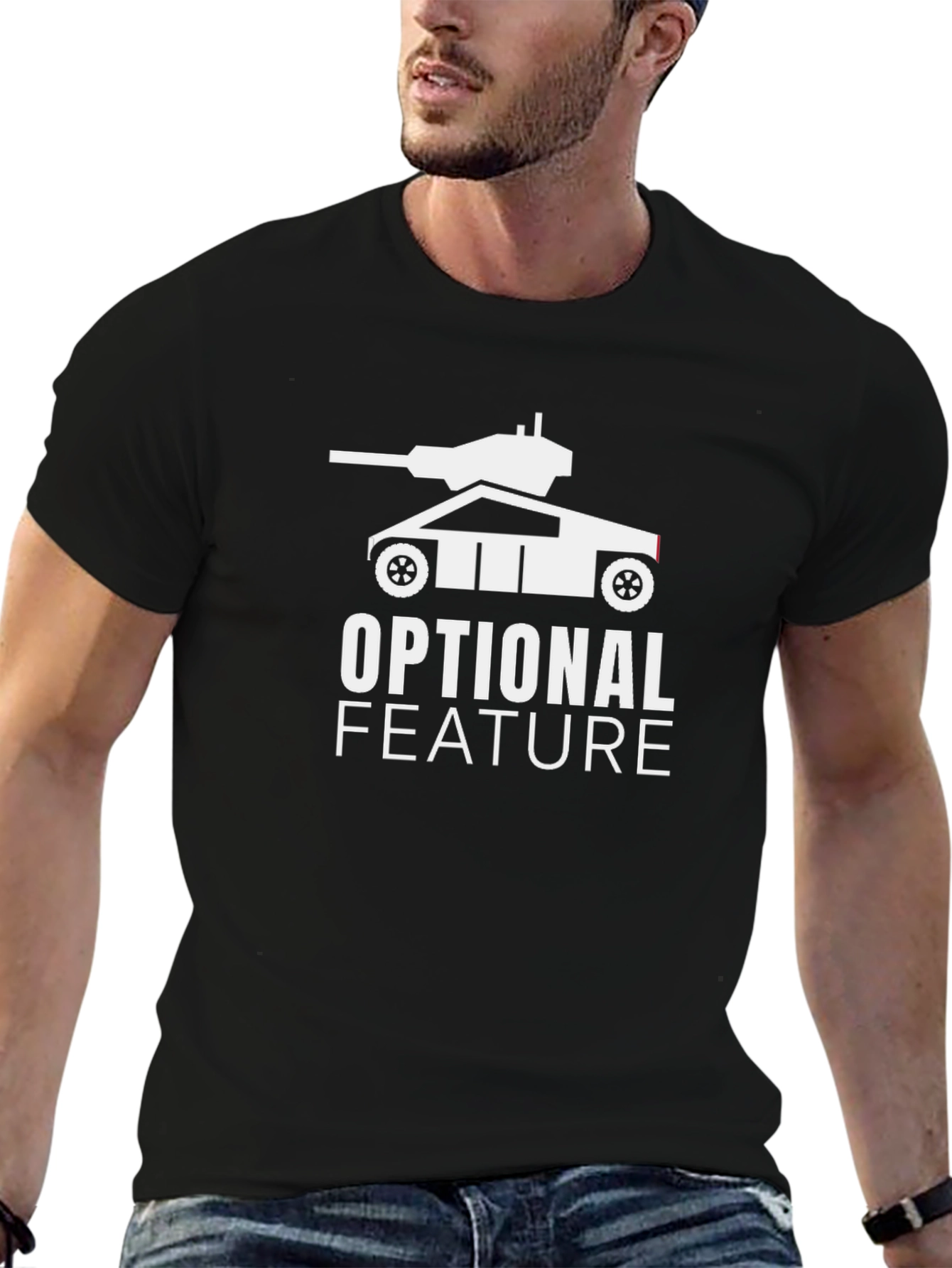 Black Optional Feature Novelty Graphic Tee view 6