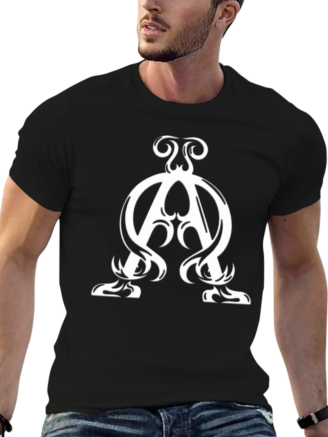 Black Alpha Omega Symbol T-Shirt - Stylish Christian Apparel view 6