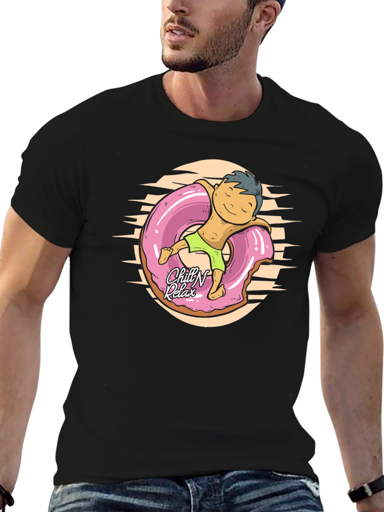 Black Chill N Relax Donut T-Shirt view 6