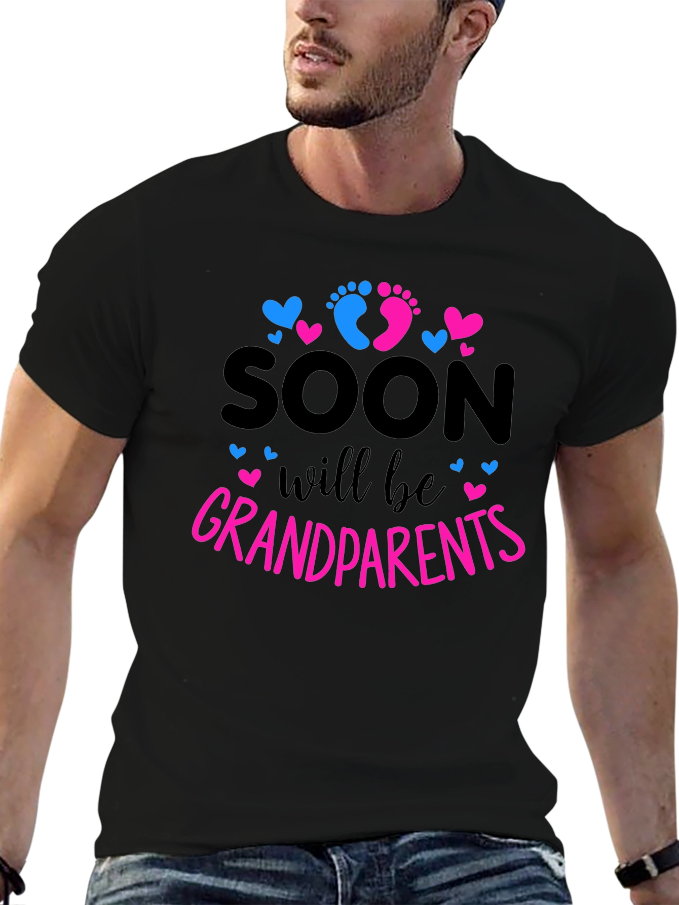 Black Soon to be Grandparents Baby Reveal T-shirt view 6