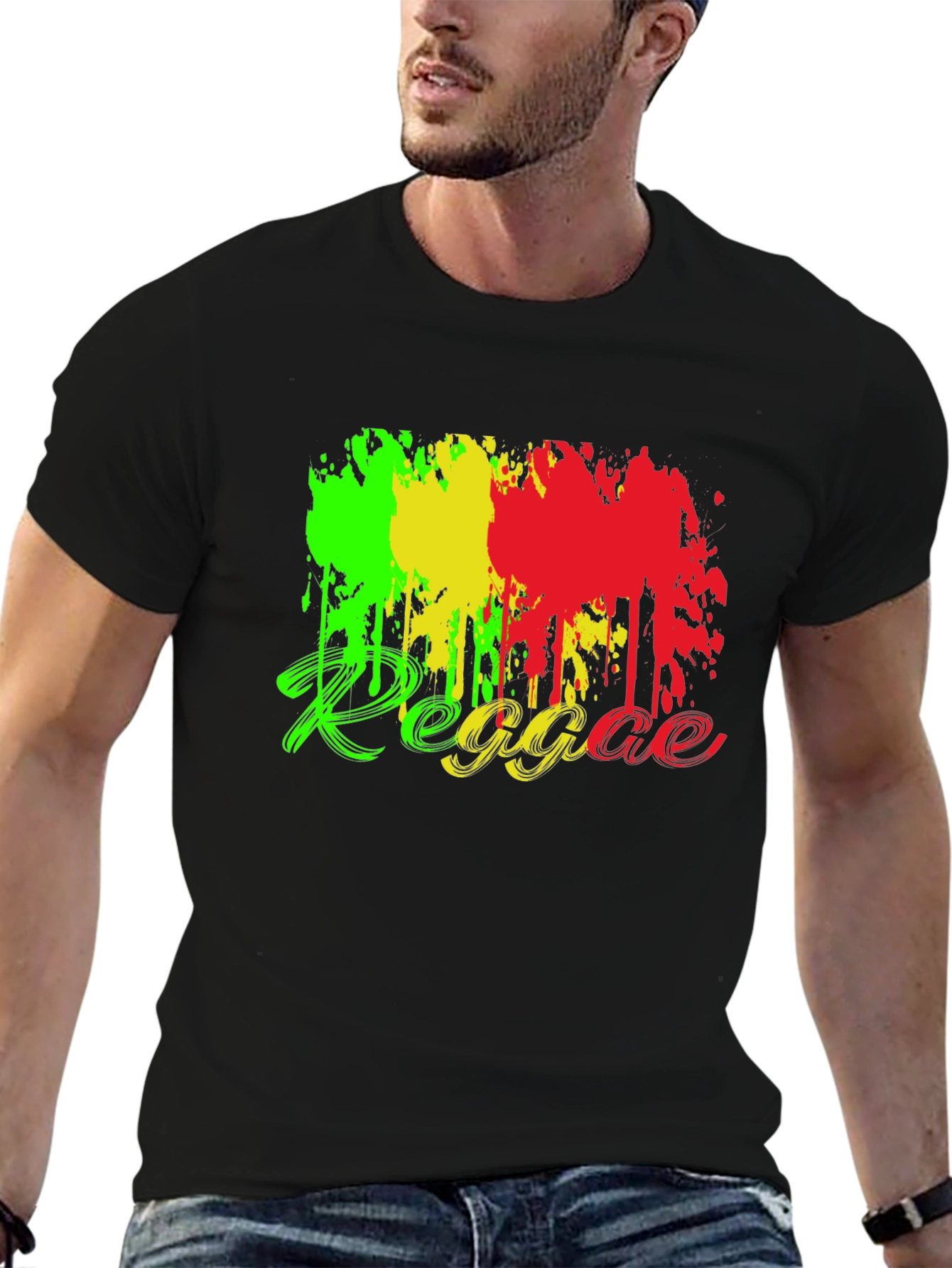 Black Reggae Style Black T-Shirt view 6