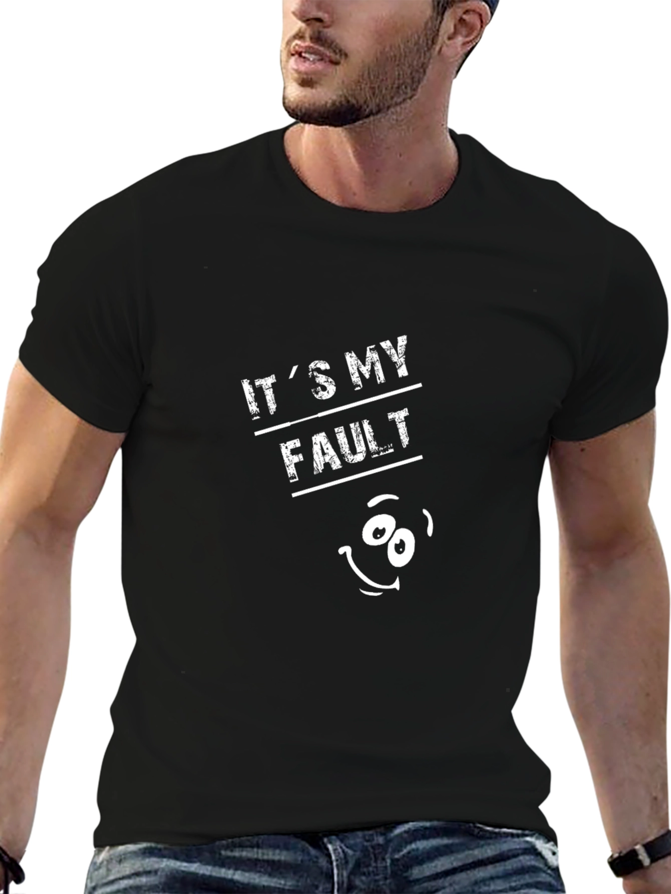Black It's My Fault T-Shirt - Funny Graphic Tee view 6