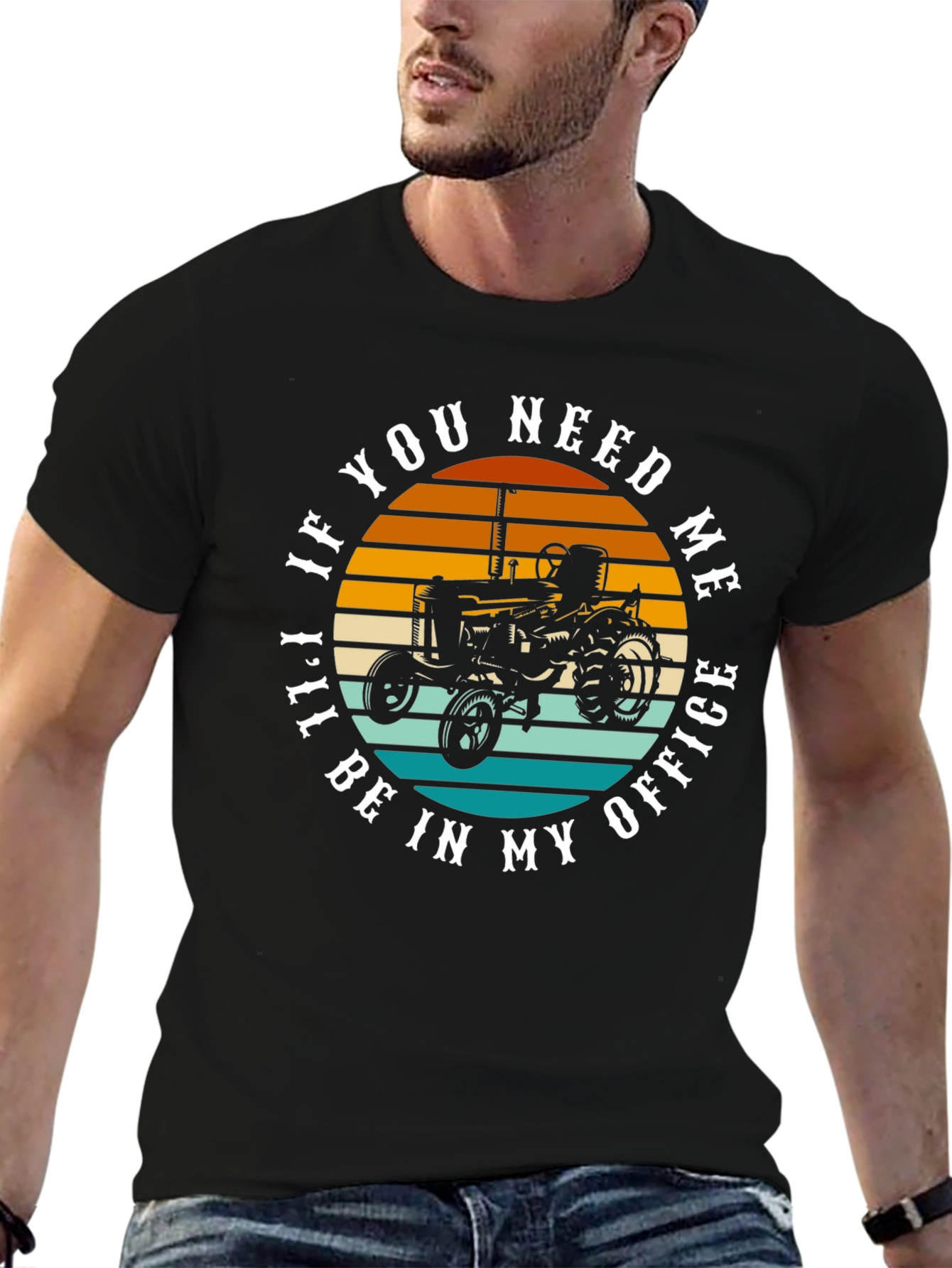 Black If You Need Me I'll Be In My Office Tractor Graphic Tee view 6