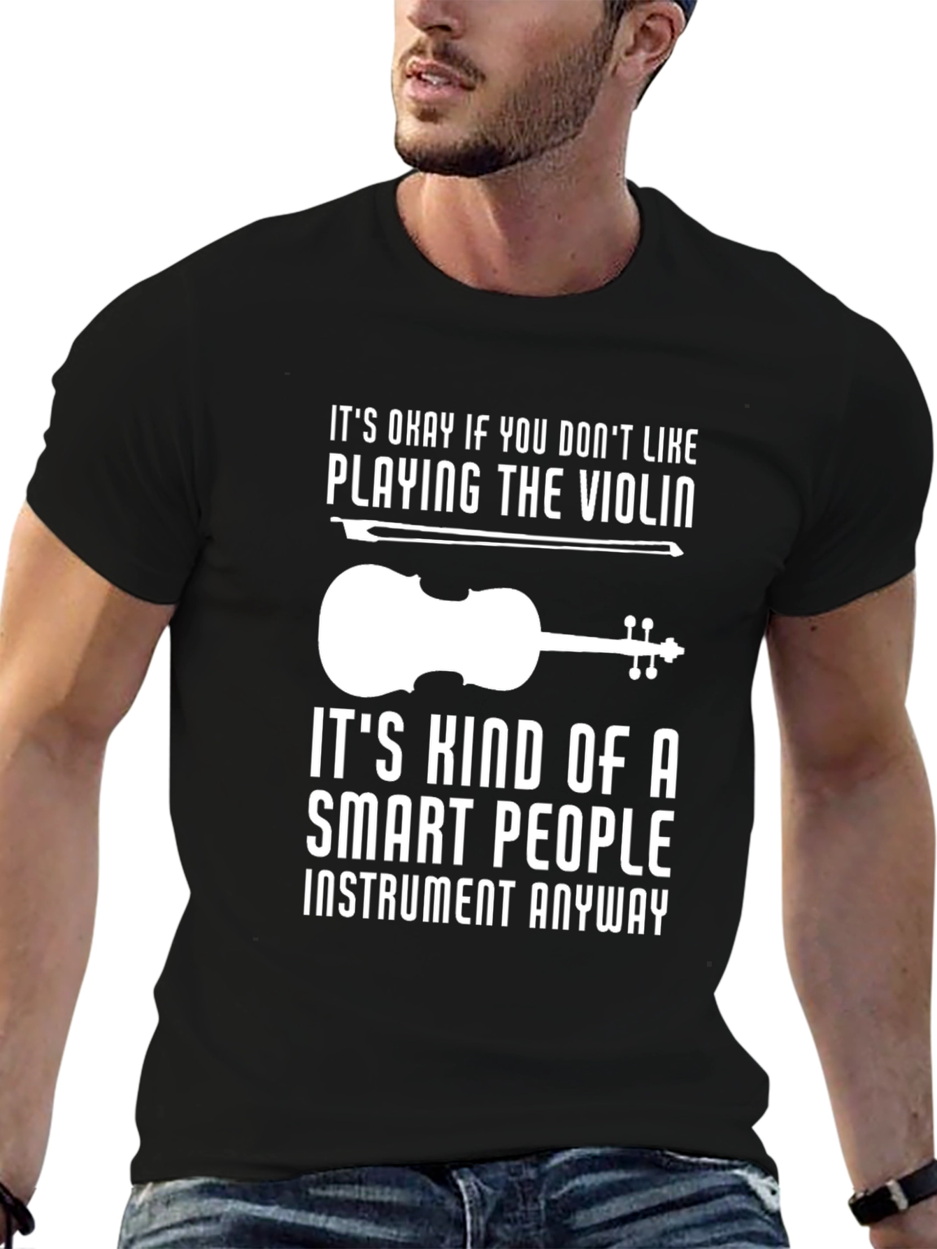 Black Smart People Violin T-Shirt view 6